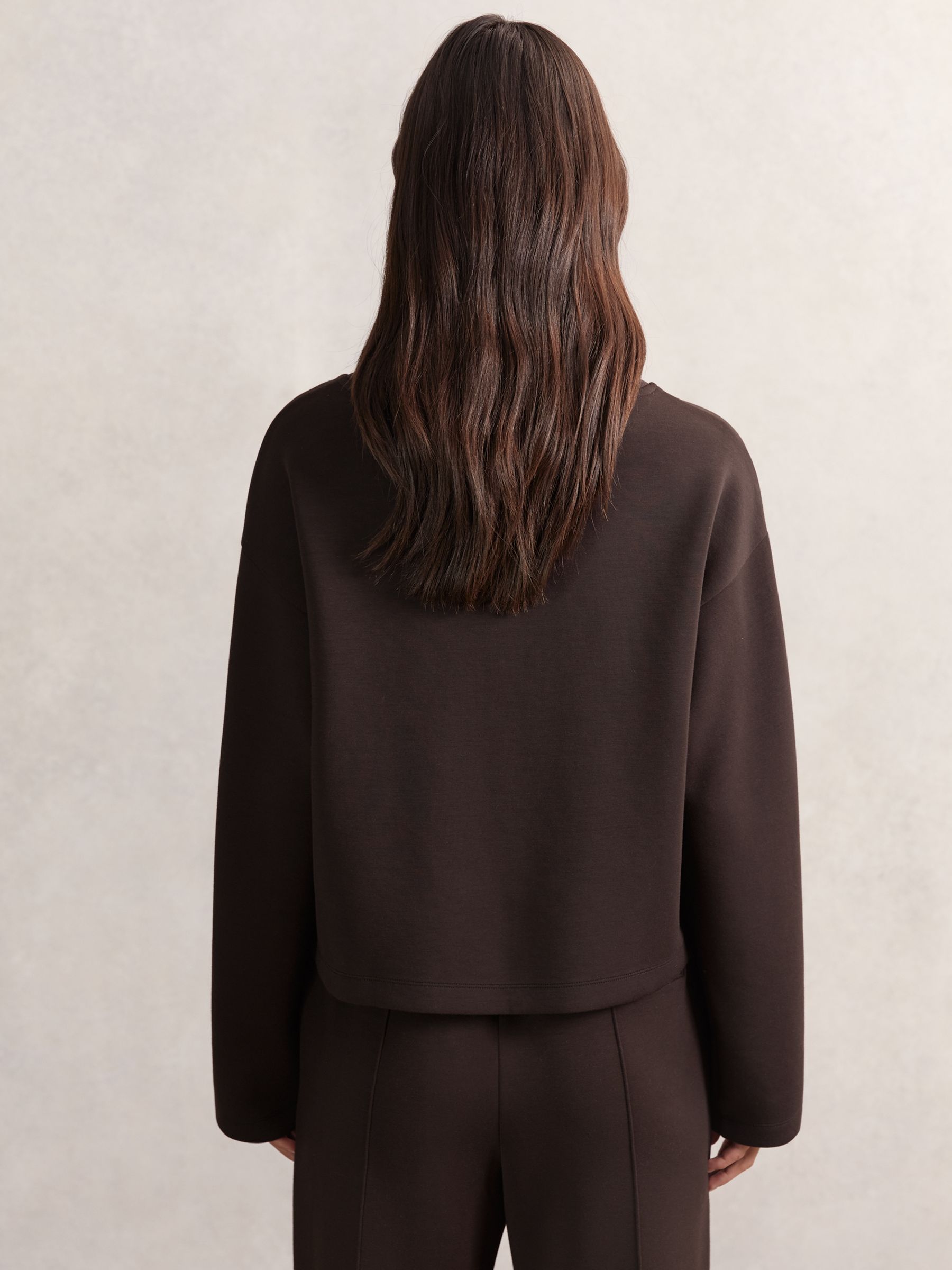 Interlock-Jersey Funnel-Neck Sweatshirt in Dark Chocolate Brown - Image 4 of 5