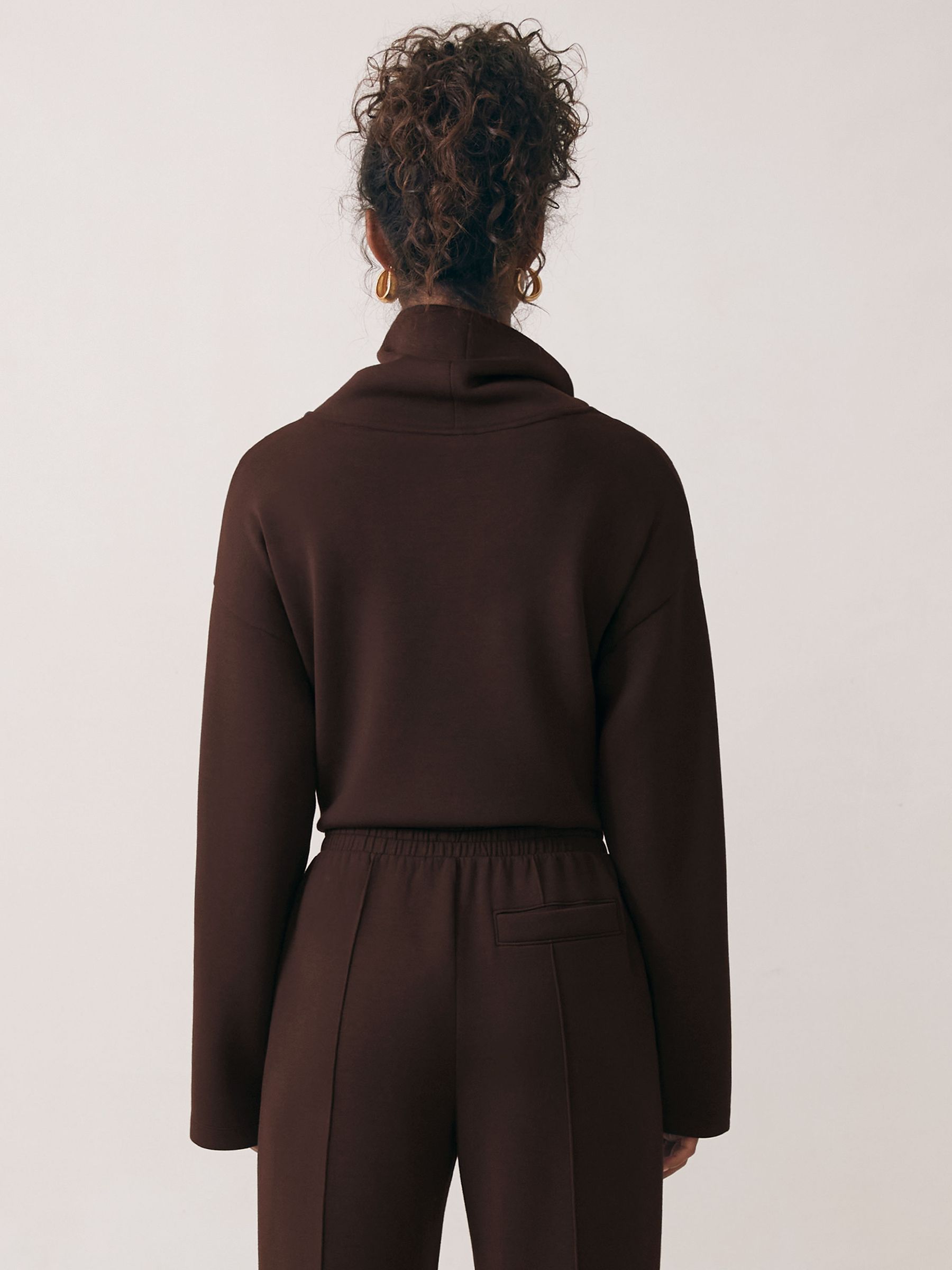 Premium Interlock Funnel-Neck Sweatshirt in Dark Chocolate Brown - image 3
