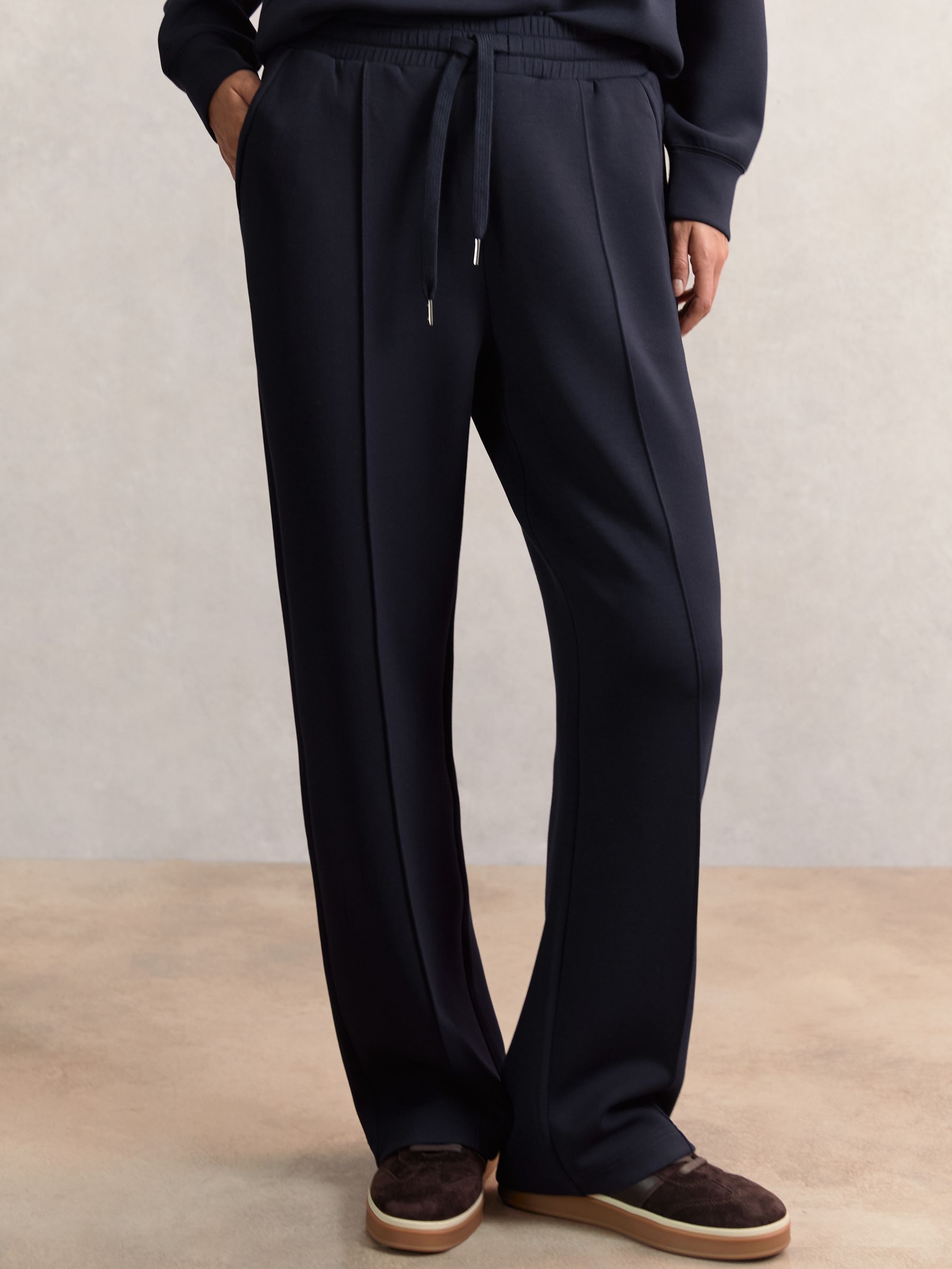 Premium Interlock Wide-Leg Joggers in Navy - image 3