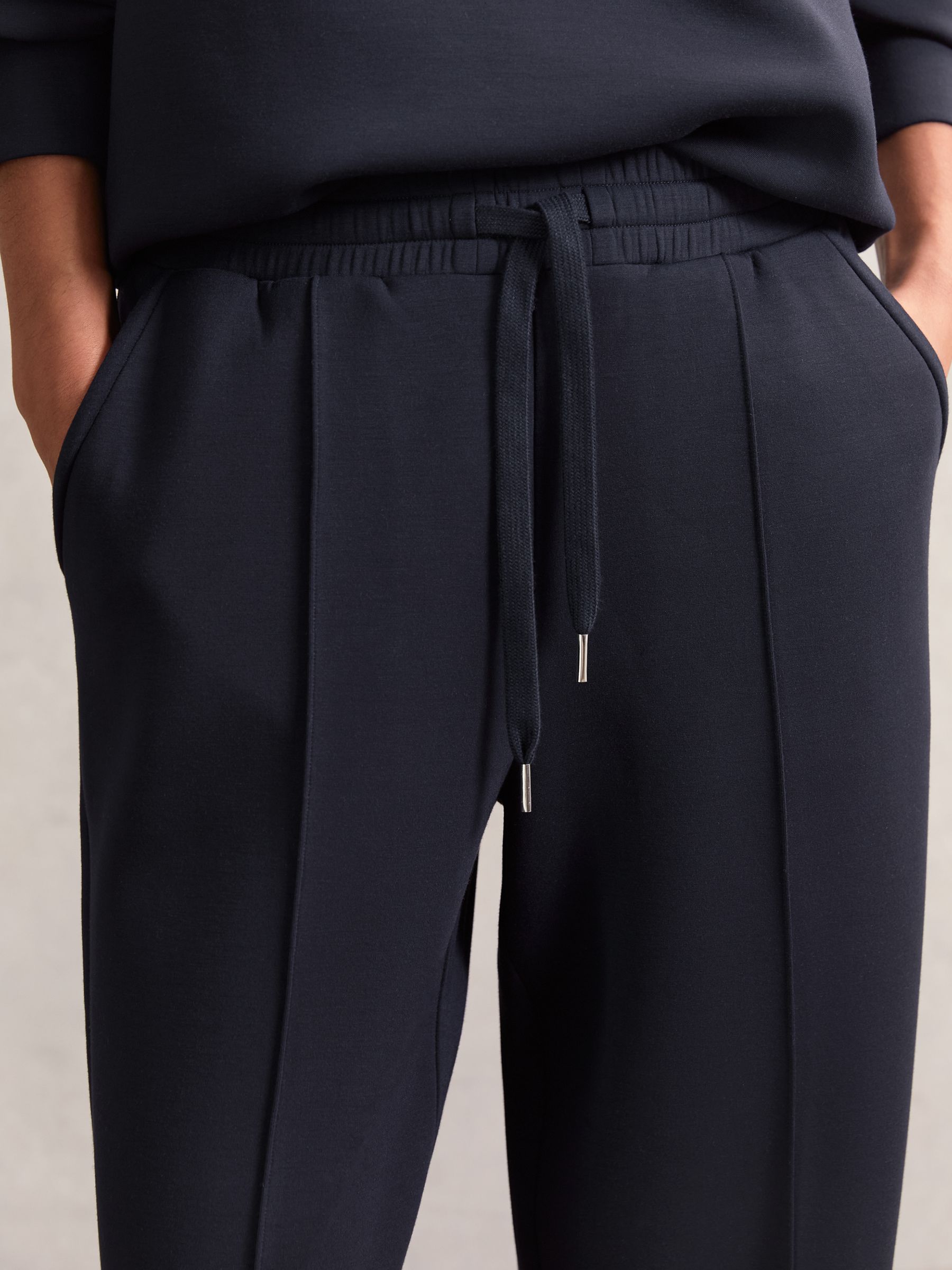 Modal-Blend Interlock Wide-Leg Joggers in Navy - Image 4 of 6