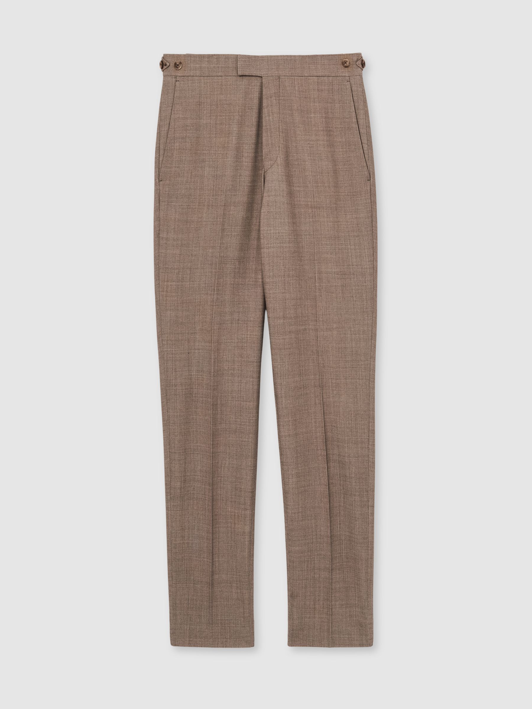 Slim-Fit Textured Suit Trousers With Wool in Brown - Image 2 of 6