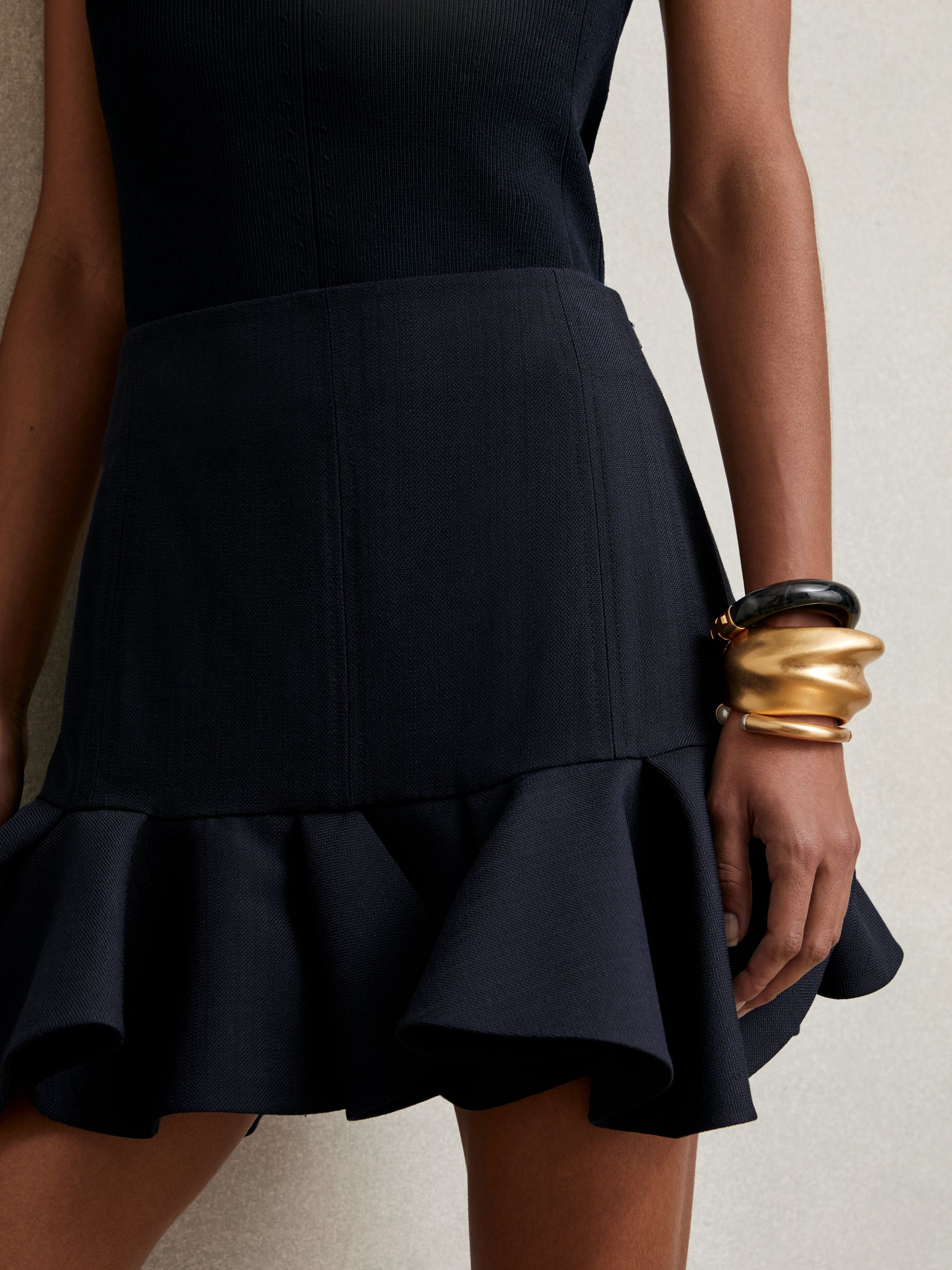 Ruffle-Hem Mini Skirt in Navy - Image 3 of 5