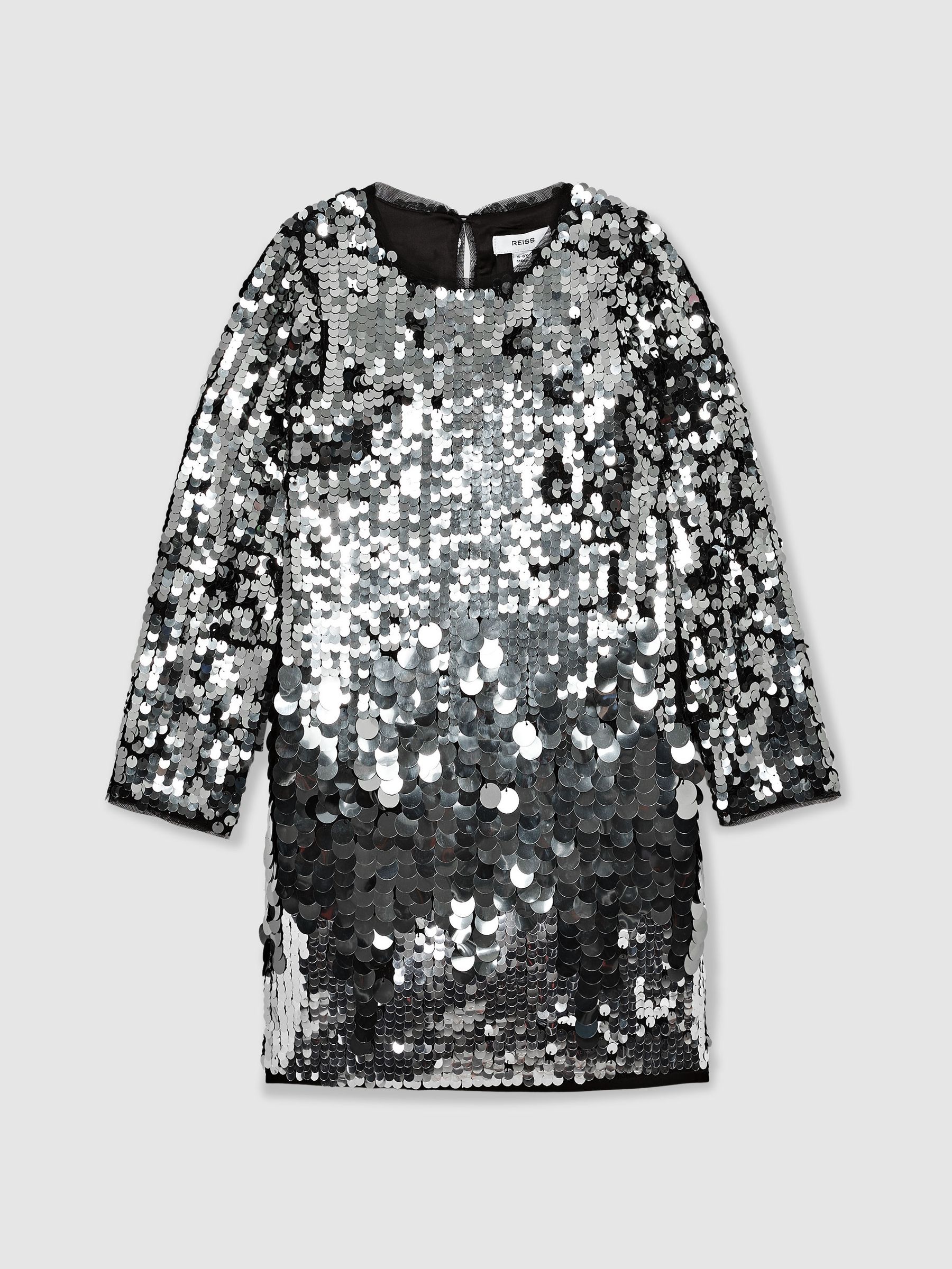 9-13 yrs Sequin-Embellished Shift Dress in Silver - Image 2 of 5