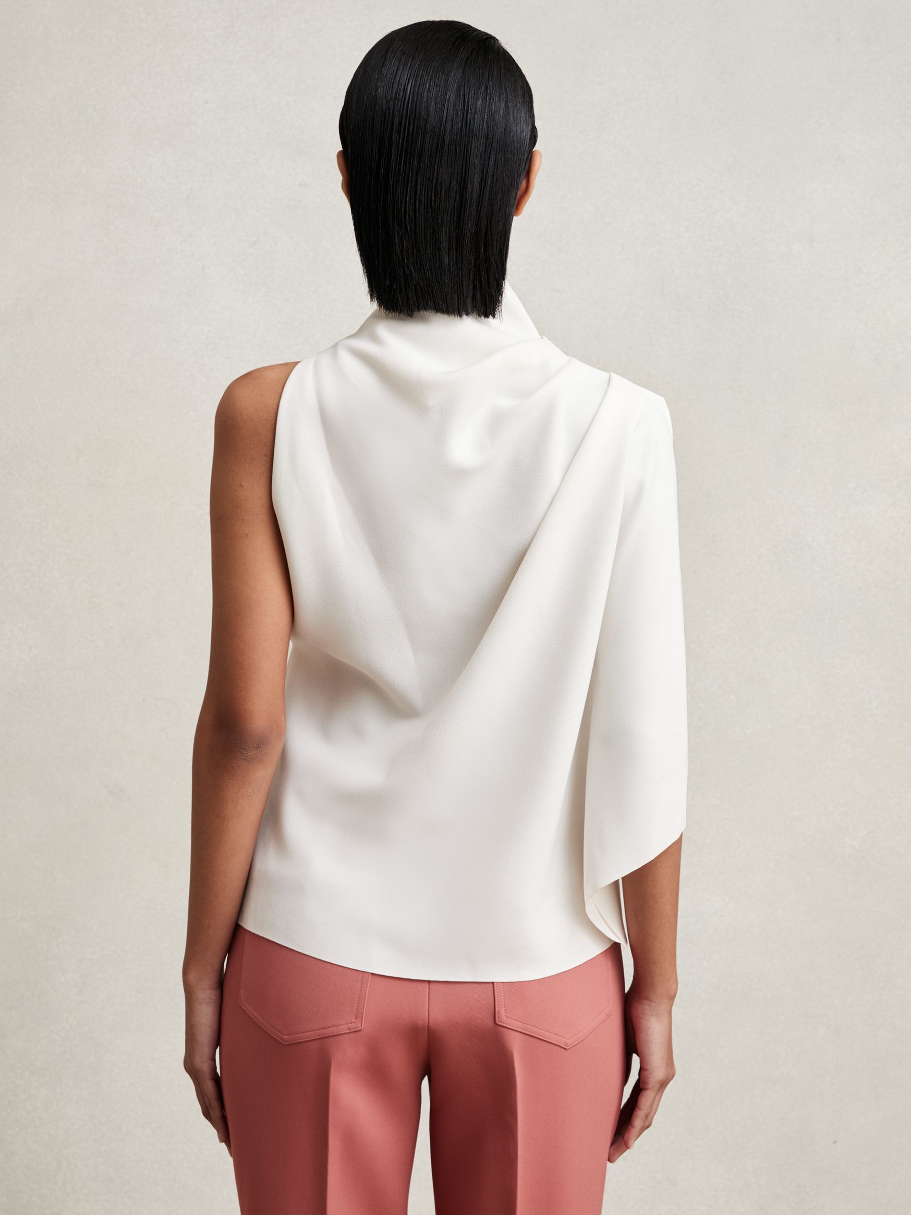 One-Shoulder Draped Top in Ivory - Image 5 of 6