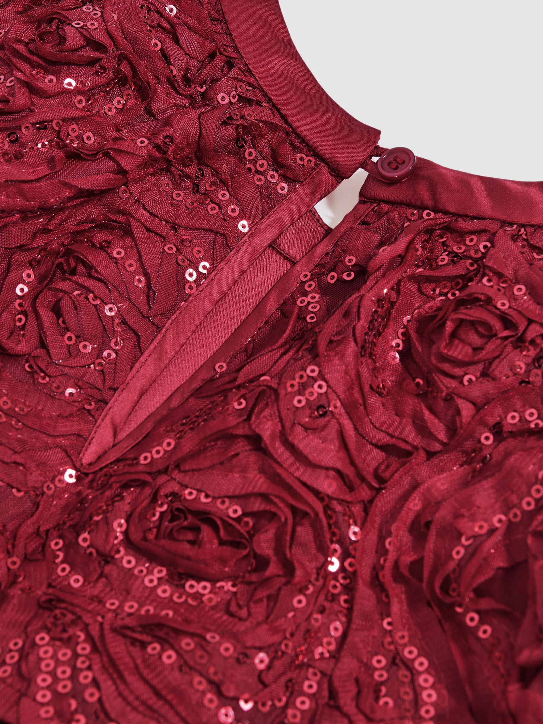 13-14 yrs Sequin-Embellished Tiered Dress in Red - Image 5 of 5