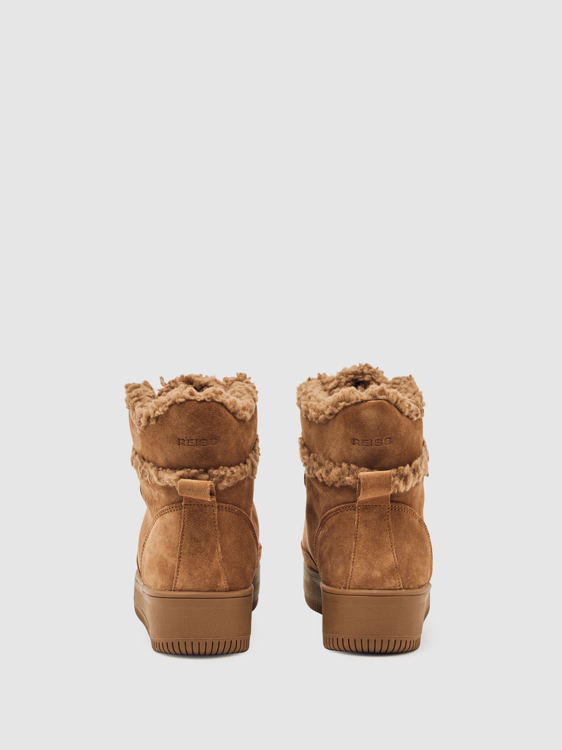 Suede Faux-Shearling Trainer Boots in Tan - Image 4 of 4