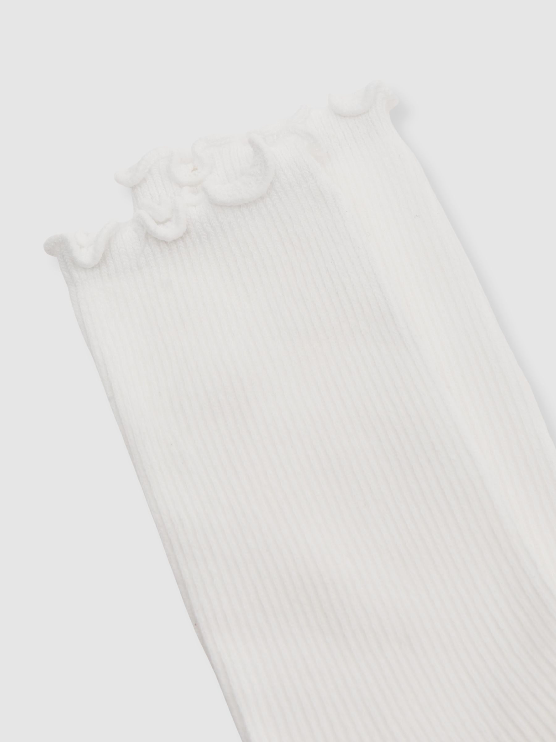 Ribbed Frilly Socks in Cream - Image 3 of 3