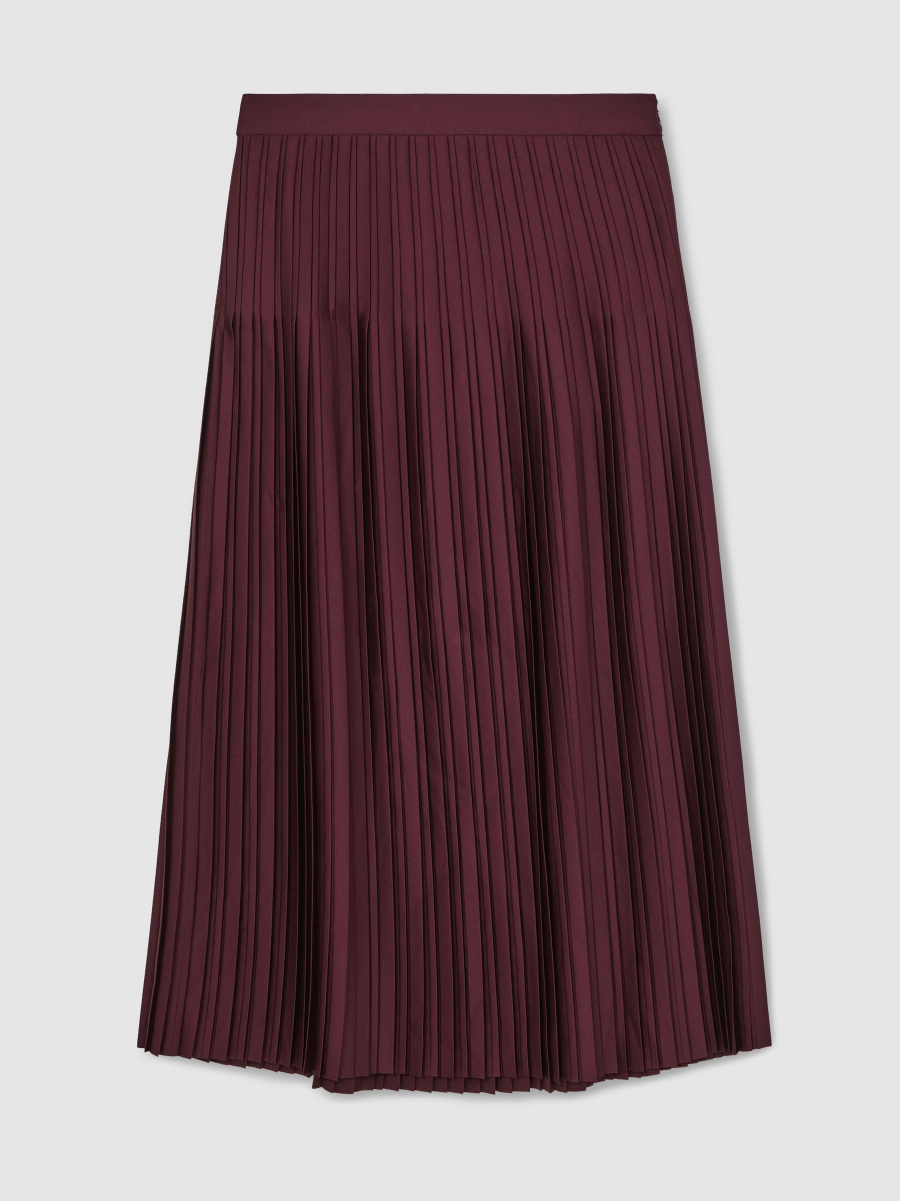 Pleated Midi Skirt in Burgundy - Image 2 of 7