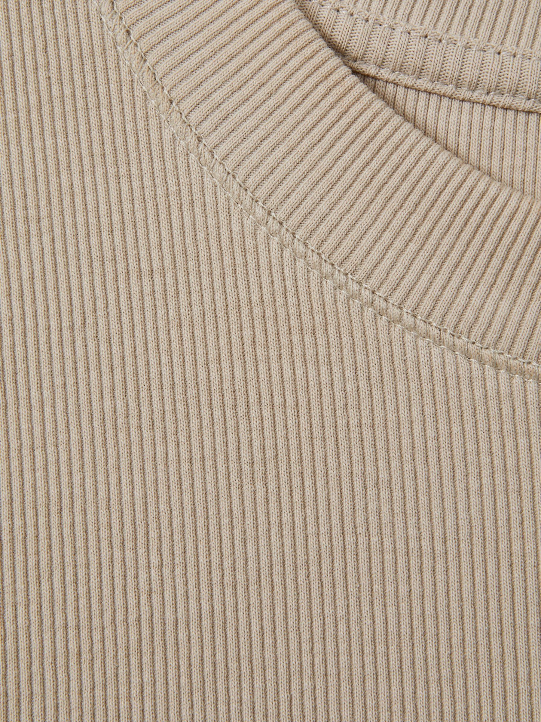 Fine-Rib Ruched Vest Top in Light Camel - image 3