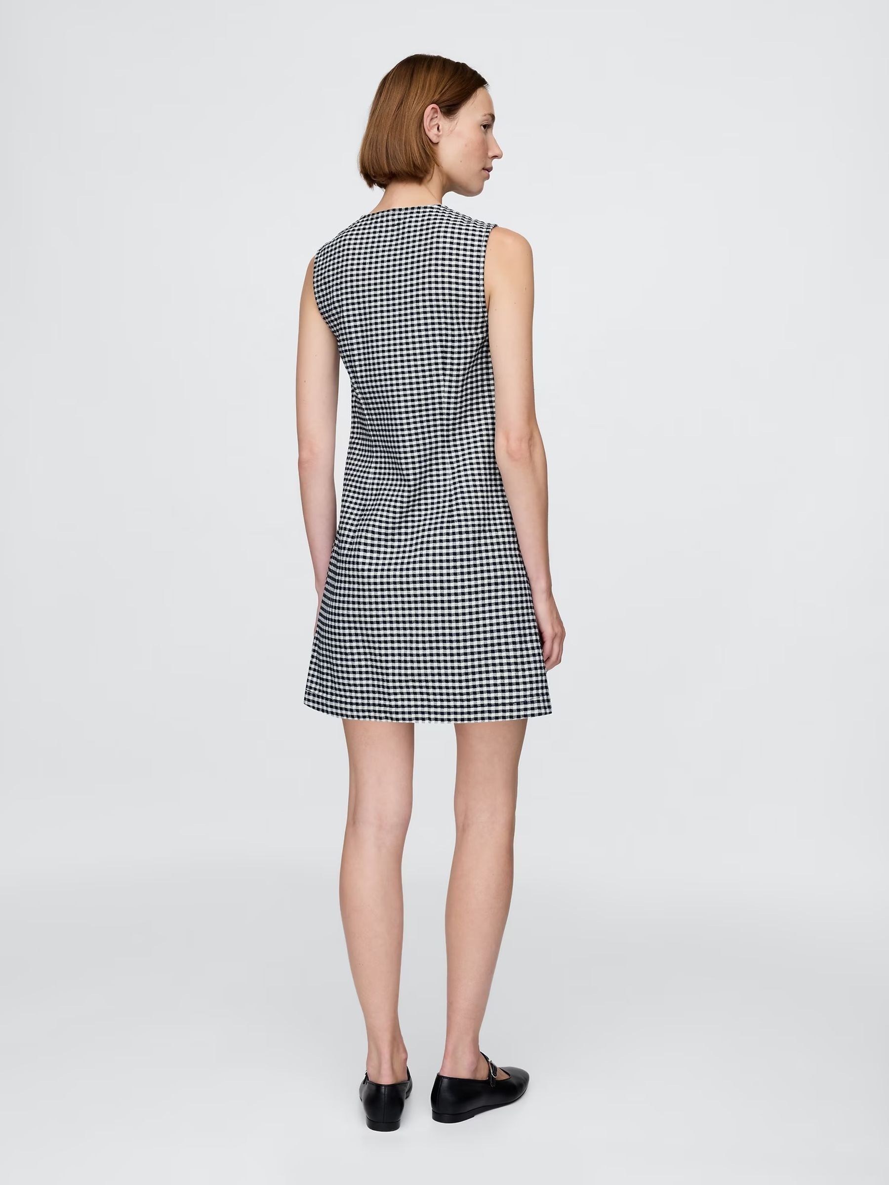 Black/White DÔEN Gingham Denim Mini Dress - Image 2 of 8