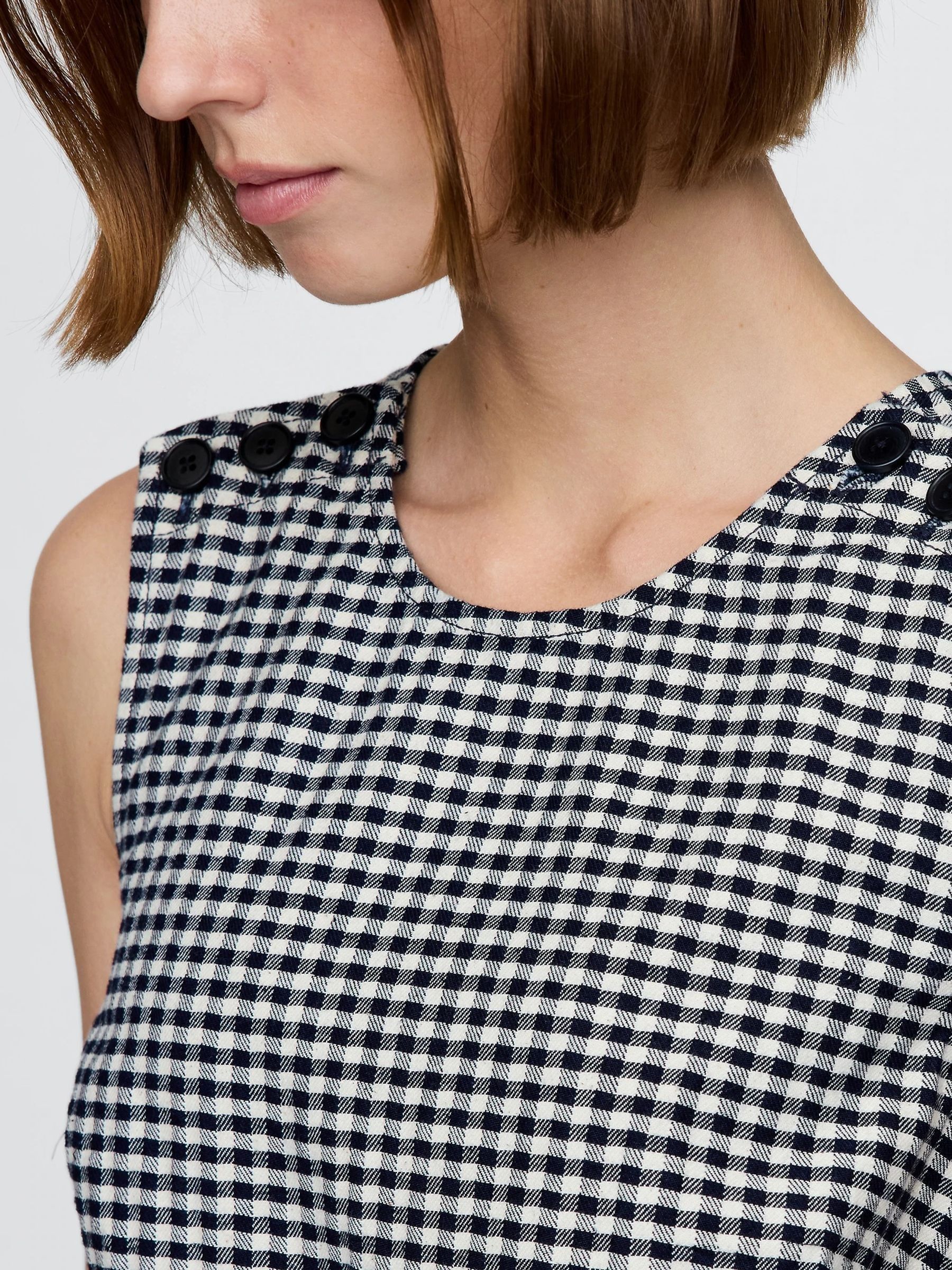 Black/White DÔEN Gingham Denim Mini Dress - Image 4 of 8
