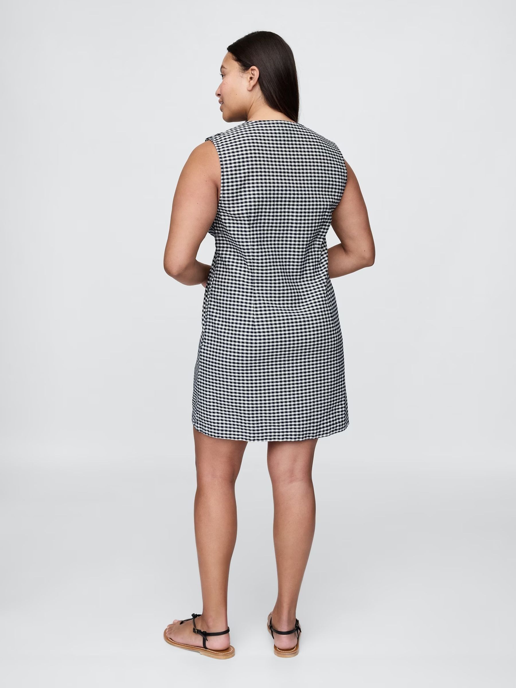 Black/White DÔEN Gingham Denim Mini Dress - Image 6 of 8
