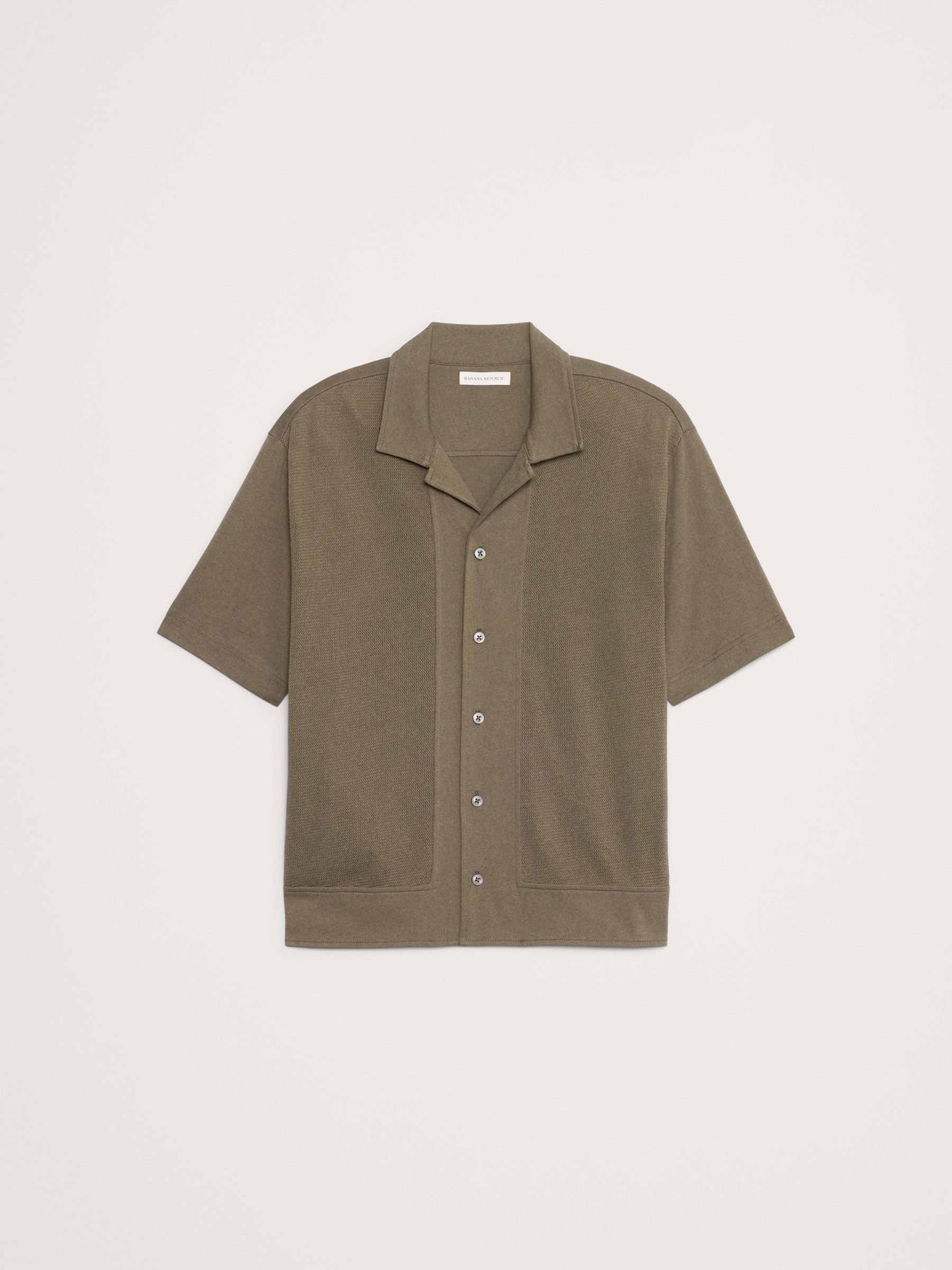 Banana Republic Green Cotton Mesh Resort Shirt - Image 4 of 4