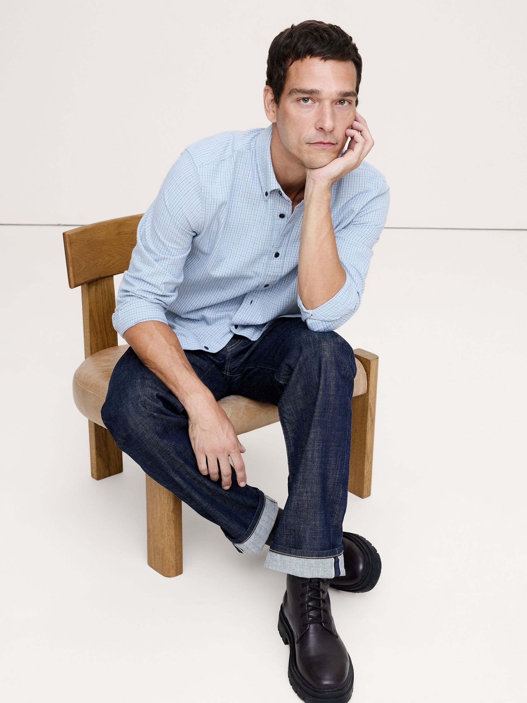 Banana Republic Blue Standard-Fit Lightweight Flannel Shirt - Image 1 of 1