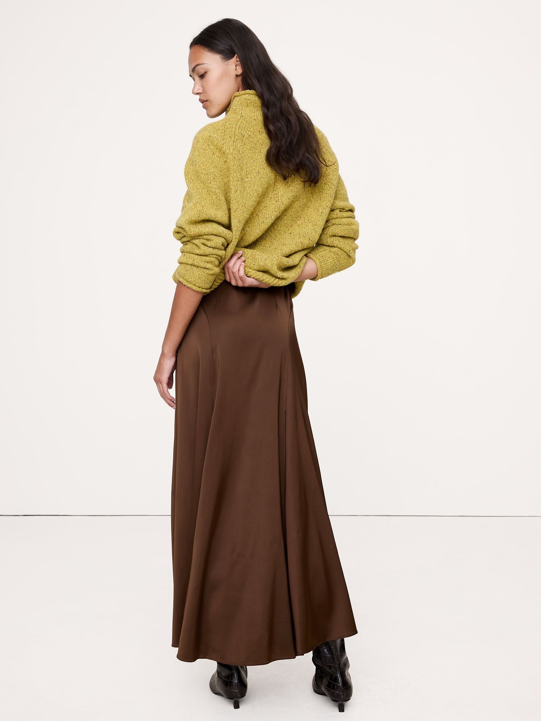 Banana Republic Brown Stretch Satin Maxi Skirt - Image 2 of 4