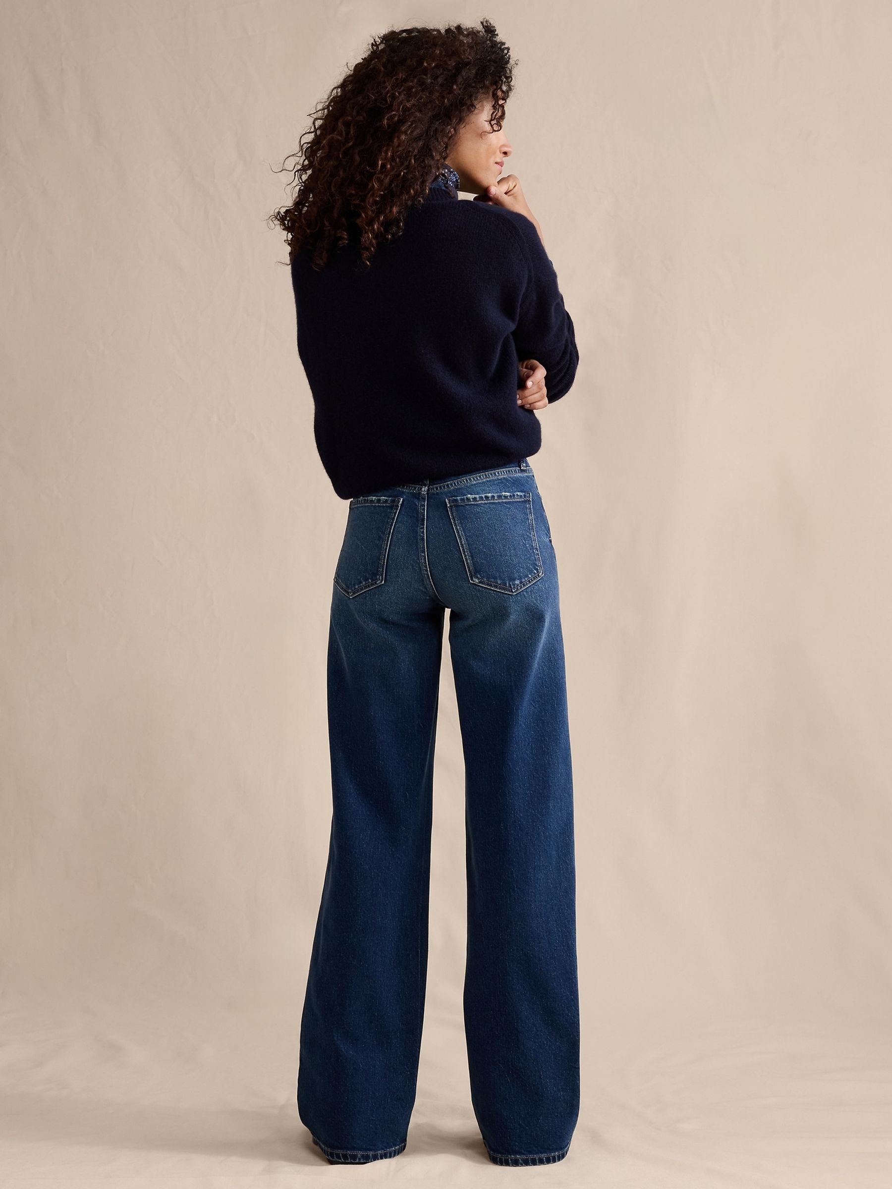 Banana Republic Indigo Blue The Icon Classic Wide-Leg Jeans - Image 2 of 5