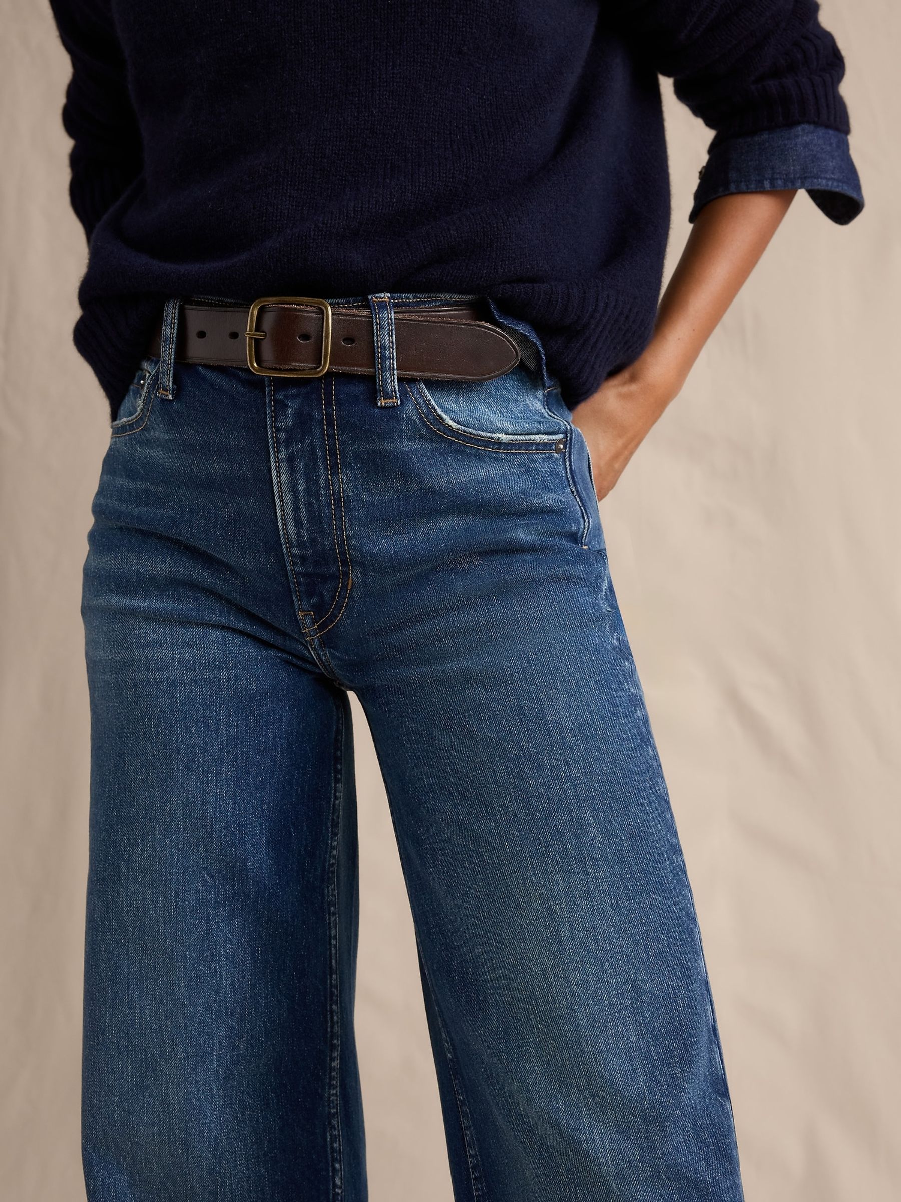 Banana Republic Indigo Blue The Icon Classic Wide-Leg Jeans - Image 3 of 5