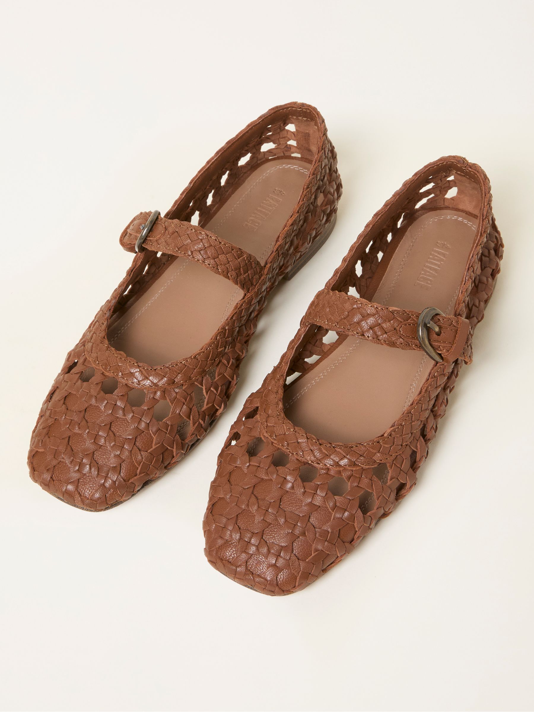 Brown Leather Weave Mary Jane Flat - Image 3 of 3