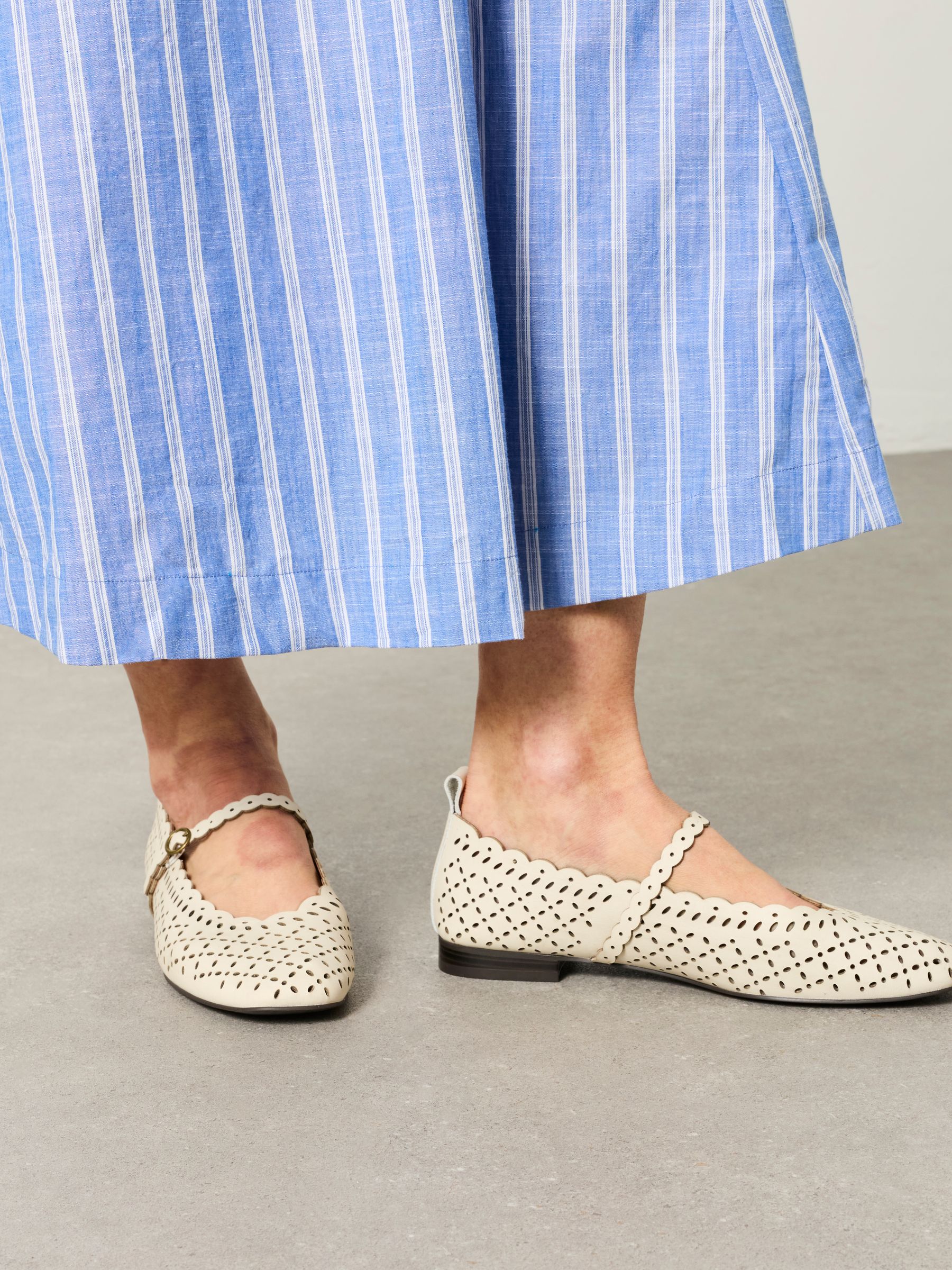 Ivory Leather Lasercut Ballerina Flat - Image 1 of 4