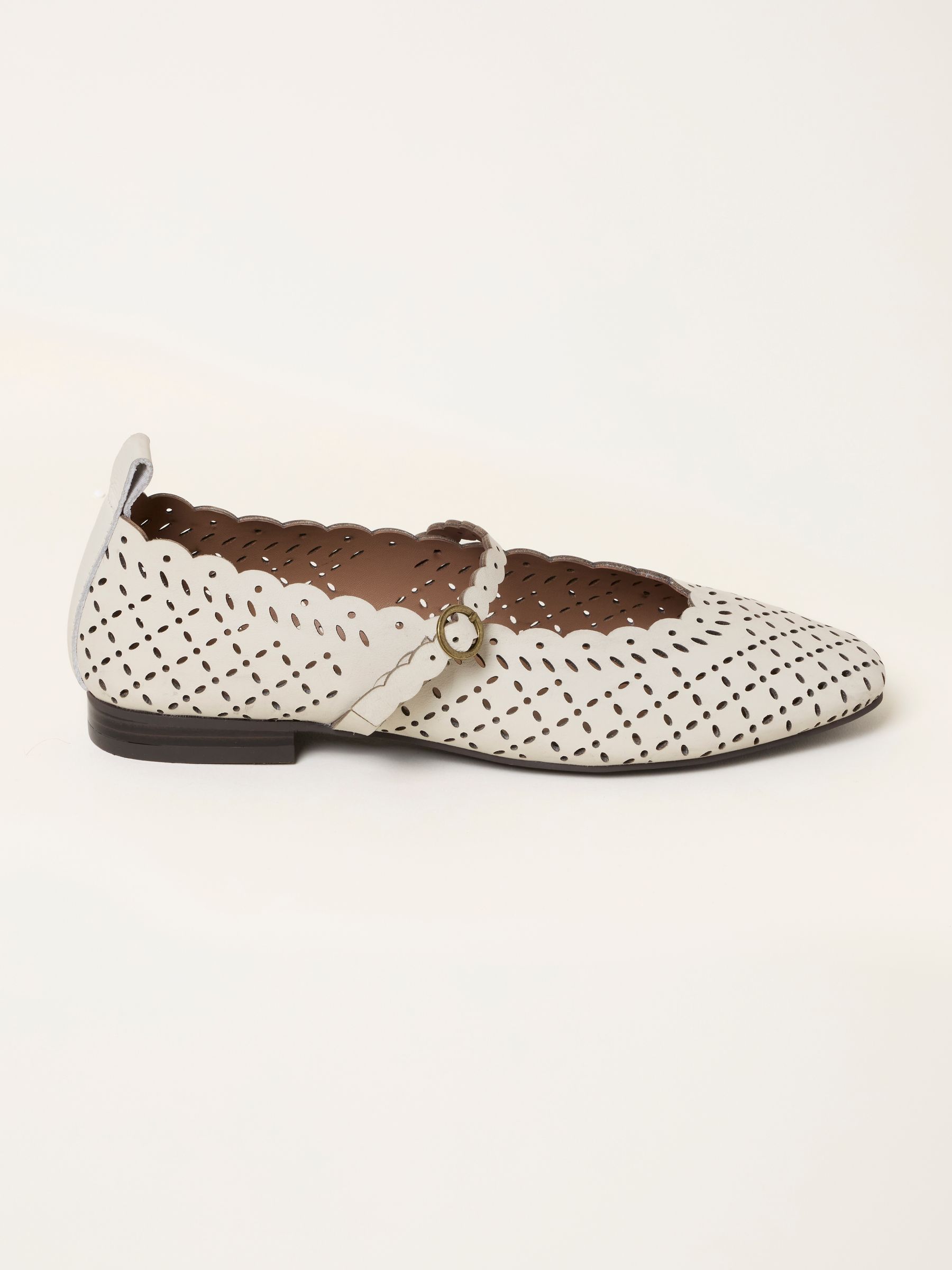 Ivory Leather Lasercut Ballerina Flat - Image 2 of 4
