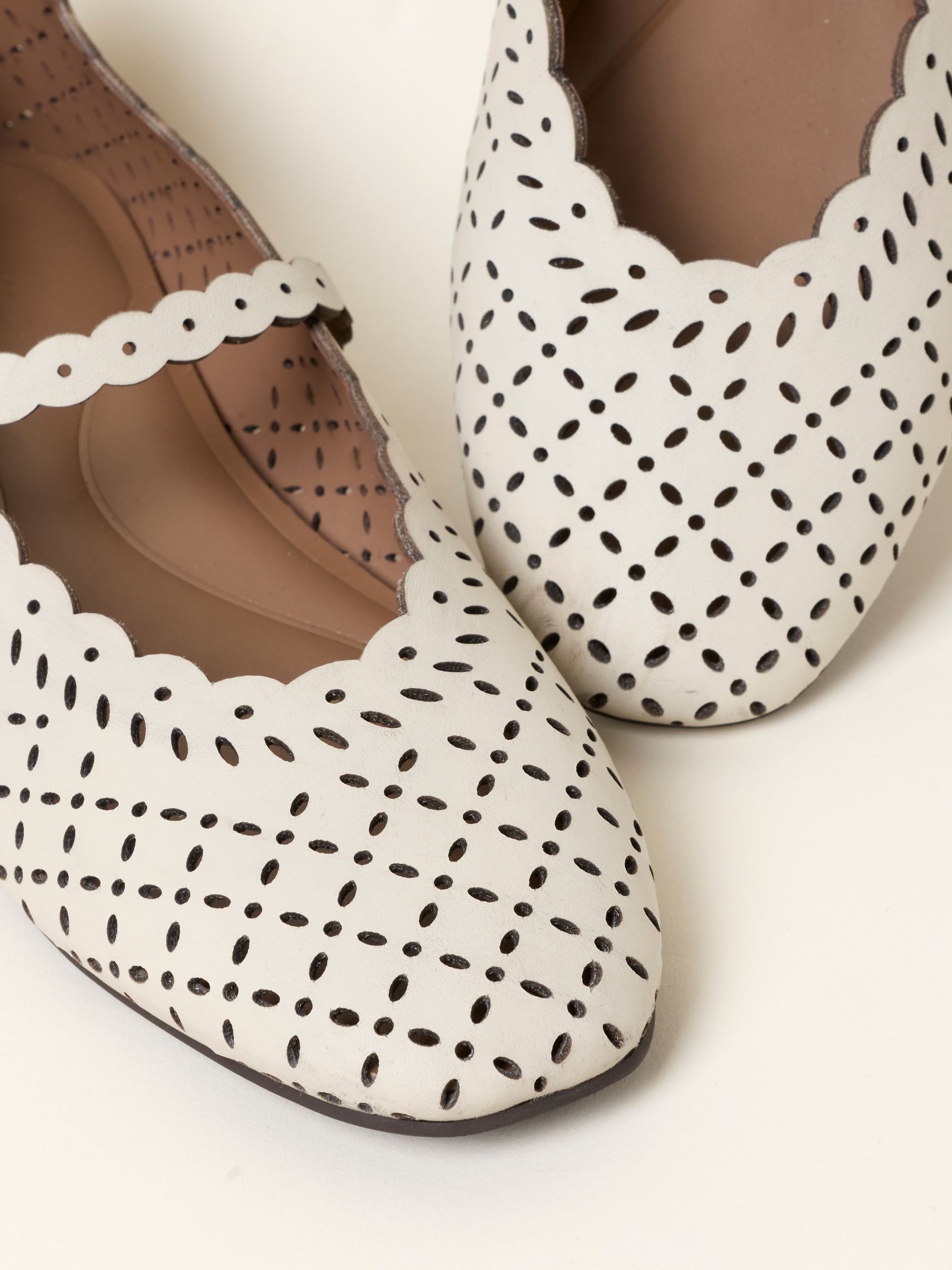Ivory Leather Lasercut Ballerina Flat - Image 3 of 4