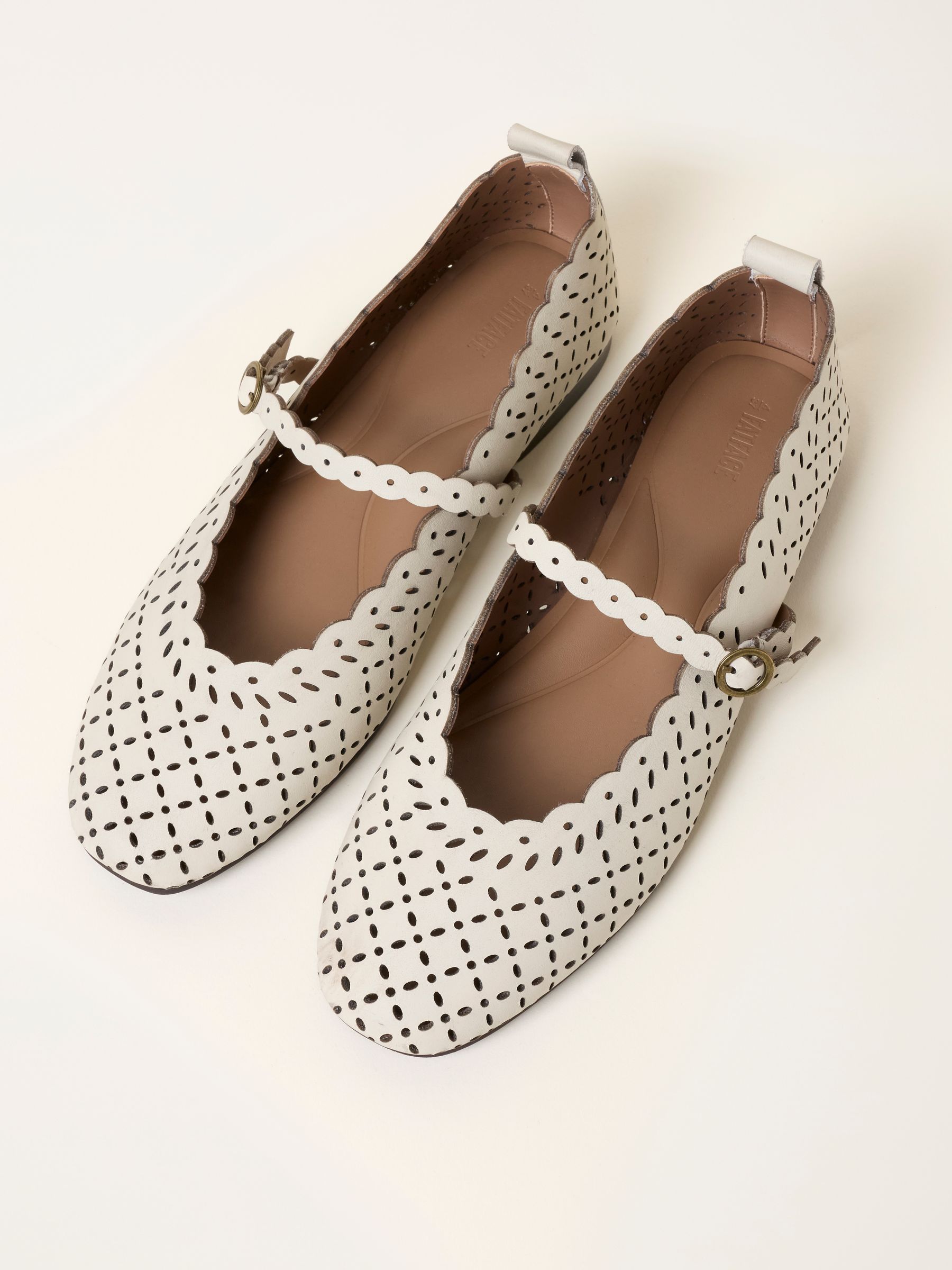 Ivory Leather Lasercut Ballerina Flat - Image 4 of 4