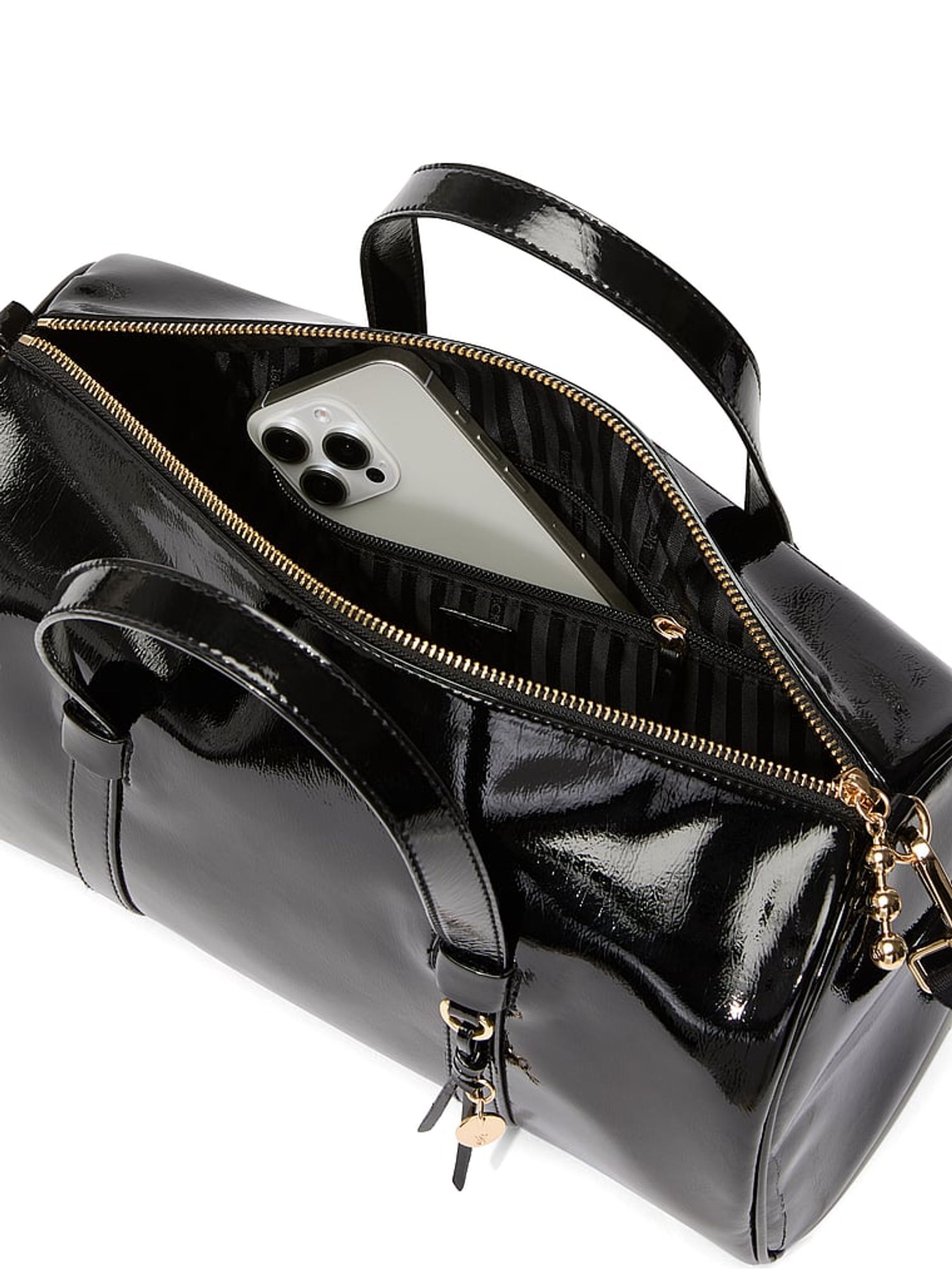 Black Patent Large Duffle Bag - Image 3 of 5