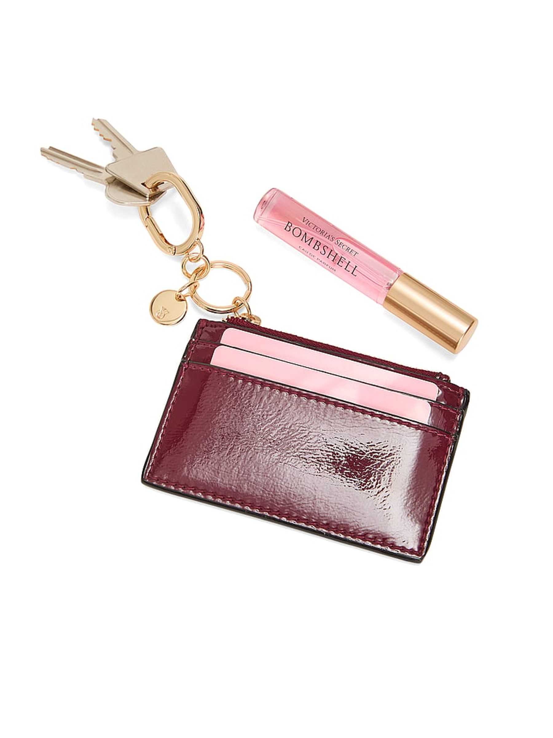 Sangria Red Patent Card Case Keyring - Image 3 of 3