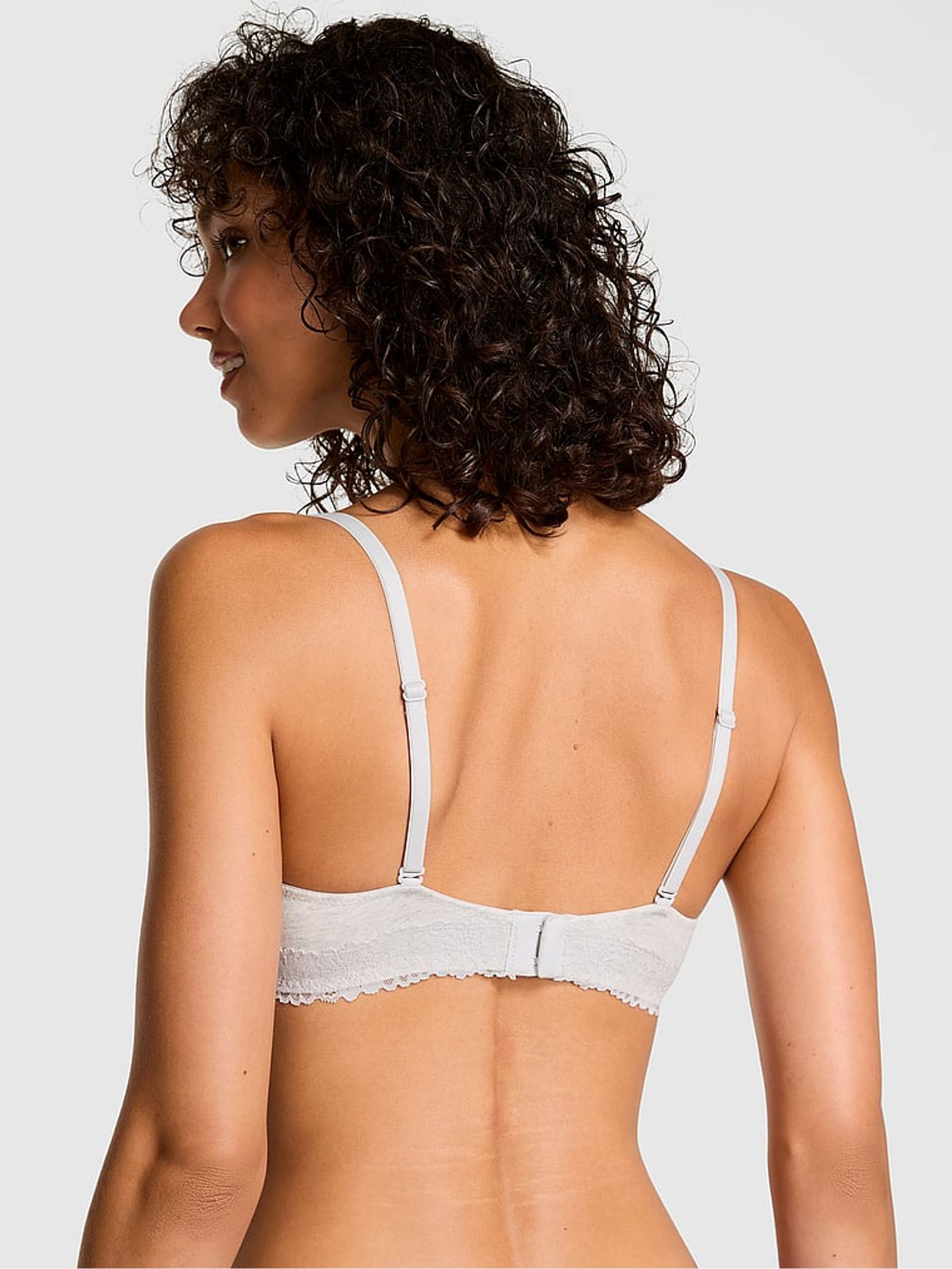 Snow White Push Up Cotton Heather Lace Trim Bra - Image 2 of 3