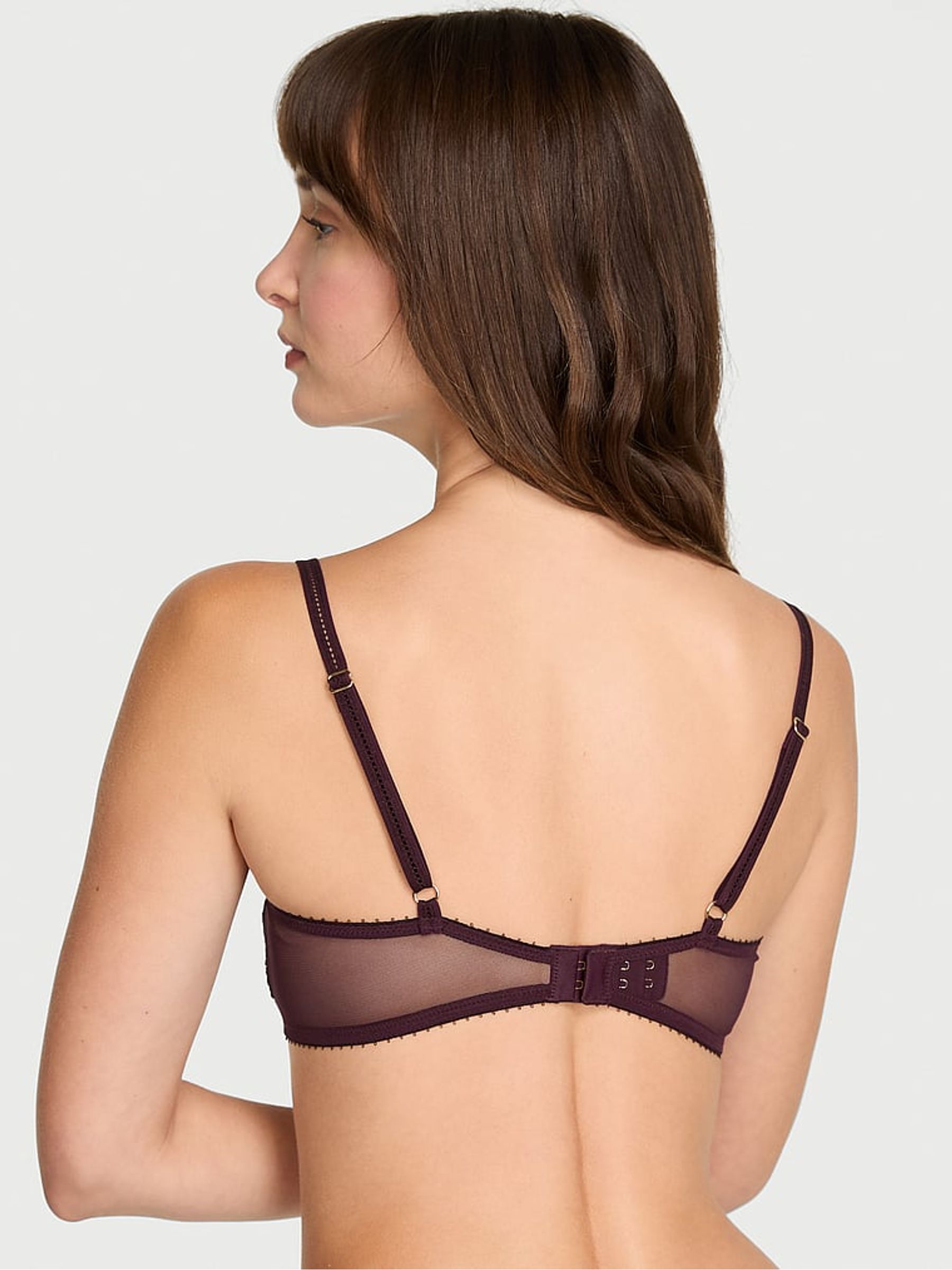 Winter Wine Red Unlined Balcony Lace Embroidery Open Cup Bra - Image 2 of 3