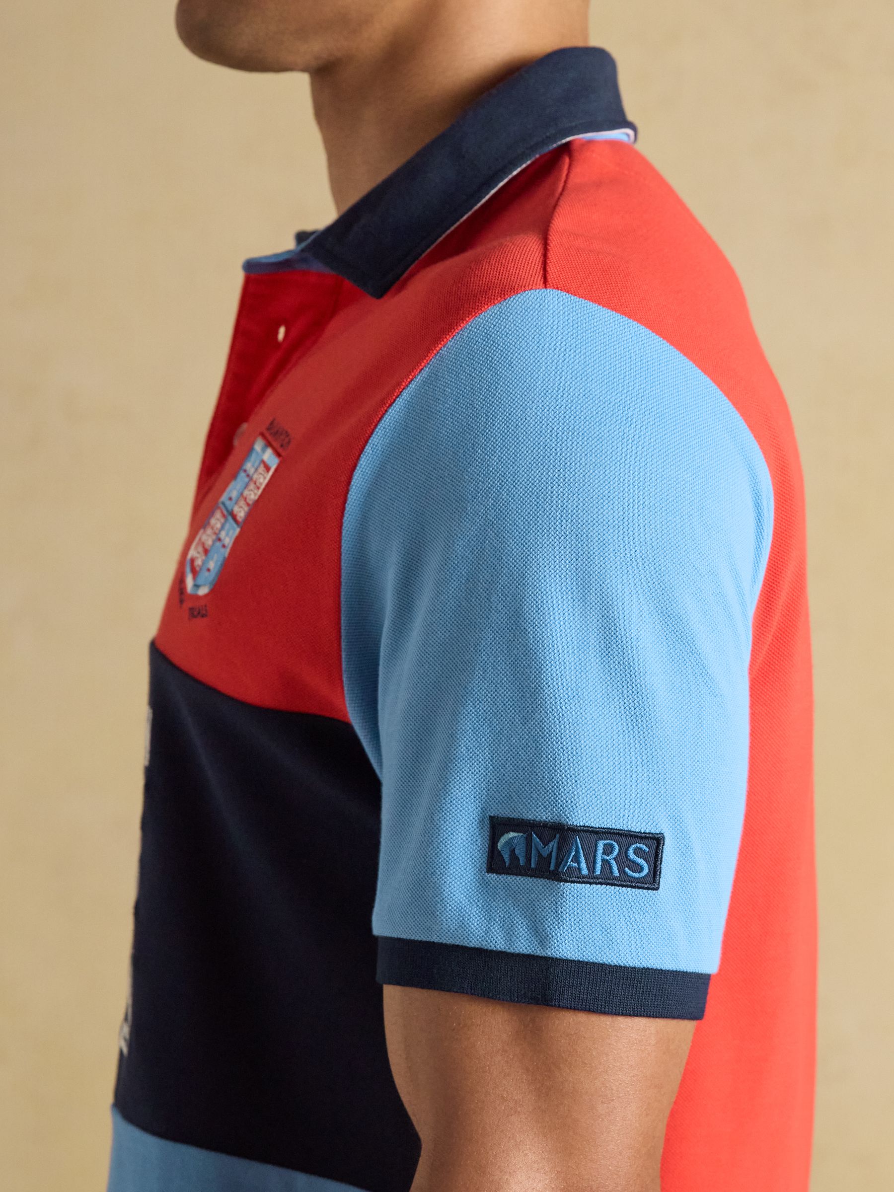 Red & Blue Official Badminton Horse Trials Colourblock Cotton Pique Polo Shirt - Image 10 of 13