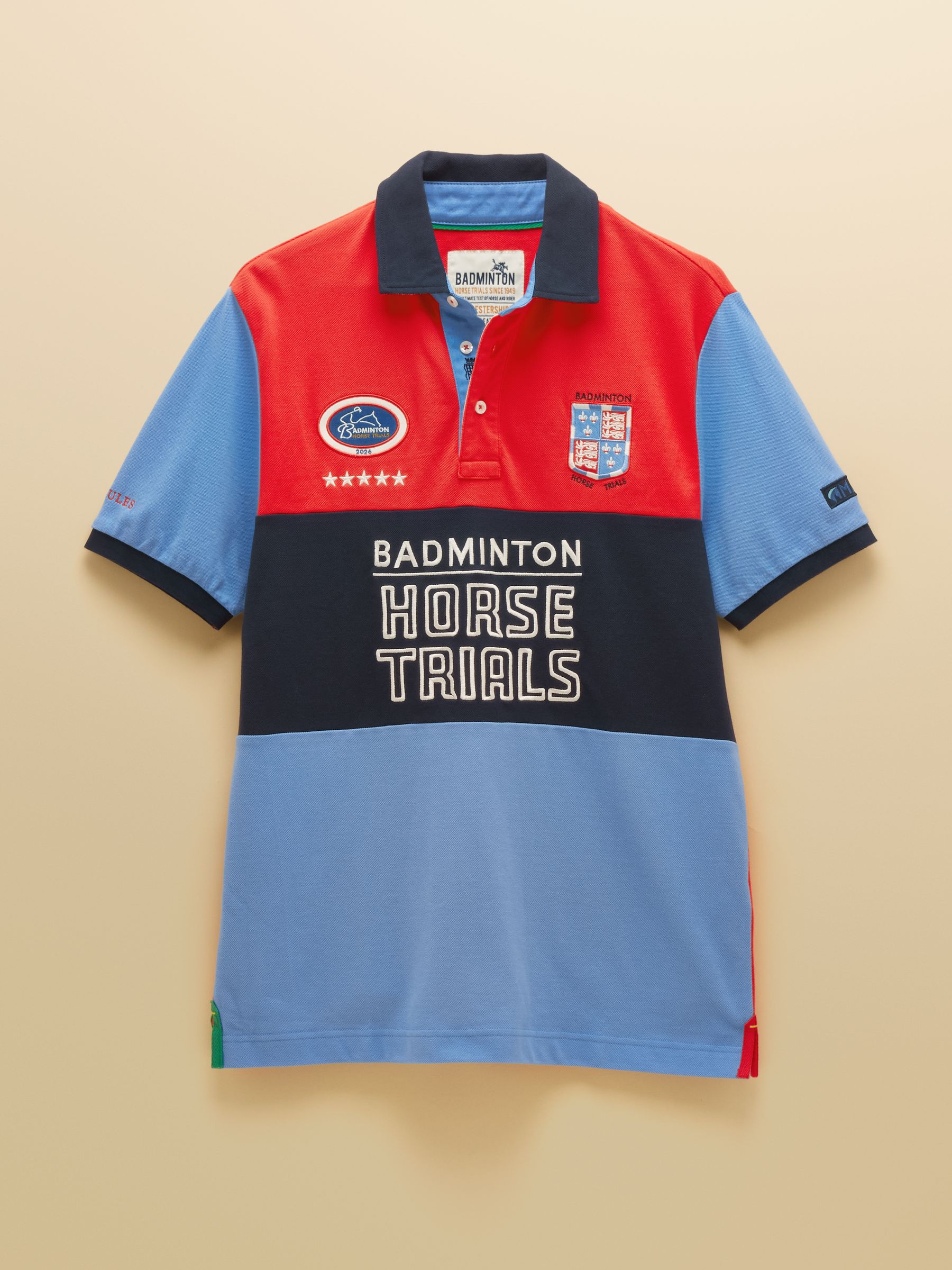 Red & Blue Official Badminton Horse Trials Colourblock Cotton Pique Polo Shirt - Image 13 of 13