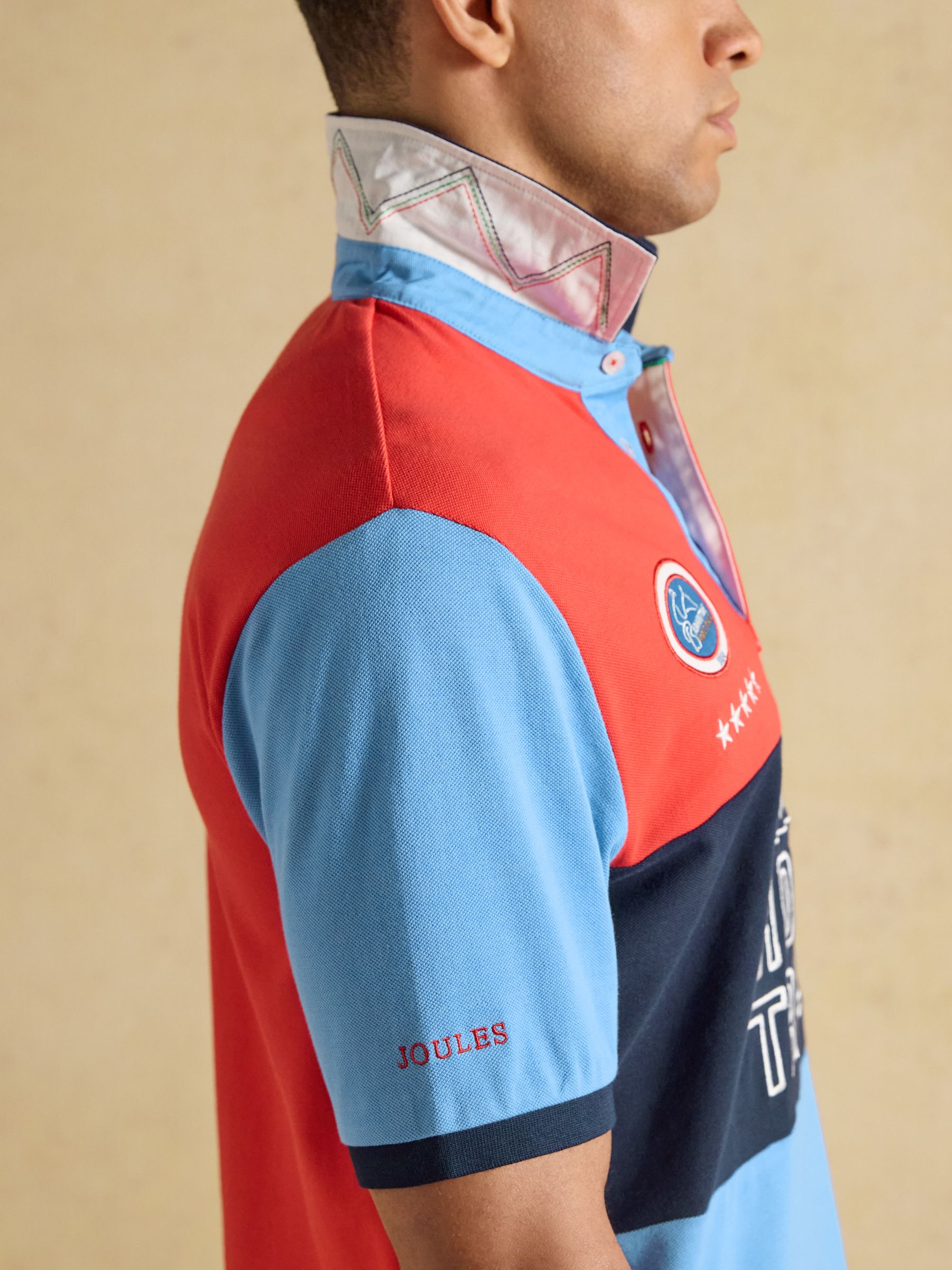 Red & Blue Official Badminton Horse Trials Colourblock Cotton Pique Polo Shirt - Image 5 of 13