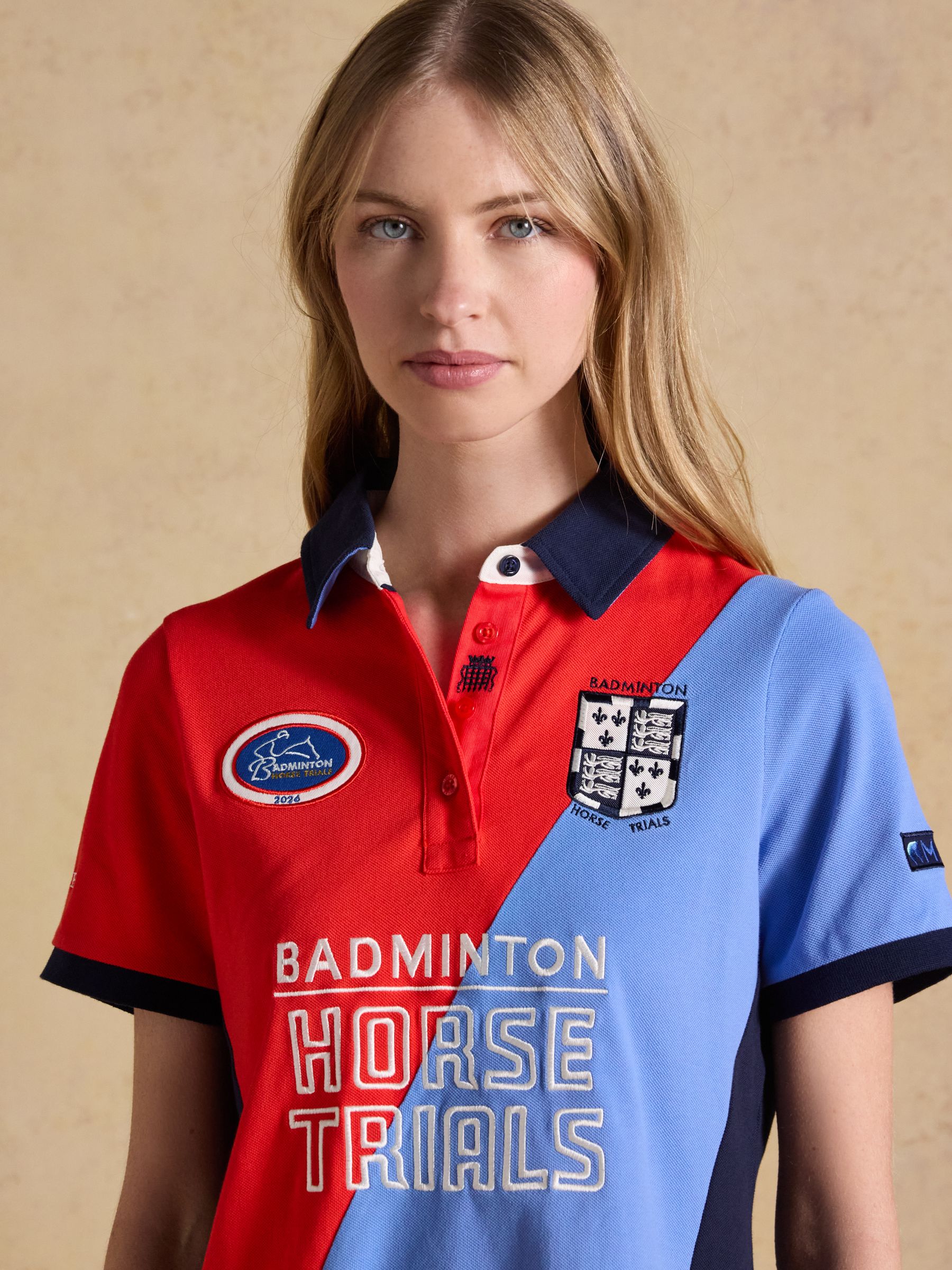 Red & Blue Official Badminton Horse Trials Colourblock Cotton Pique Polo Shirt - Image 14 of 16