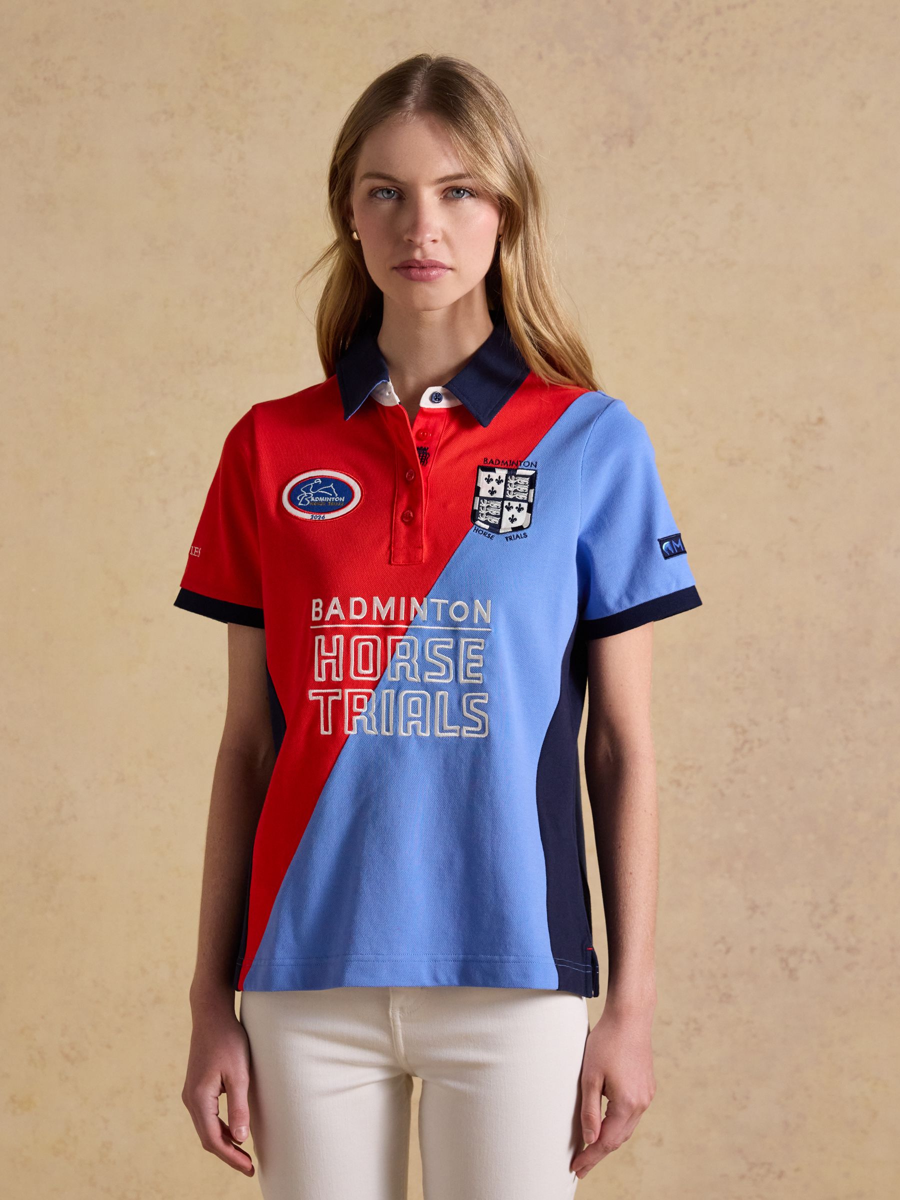 Red & Blue Official Badminton Horse Trials Colourblock Cotton Pique Polo Shirt - Image 6 of 16