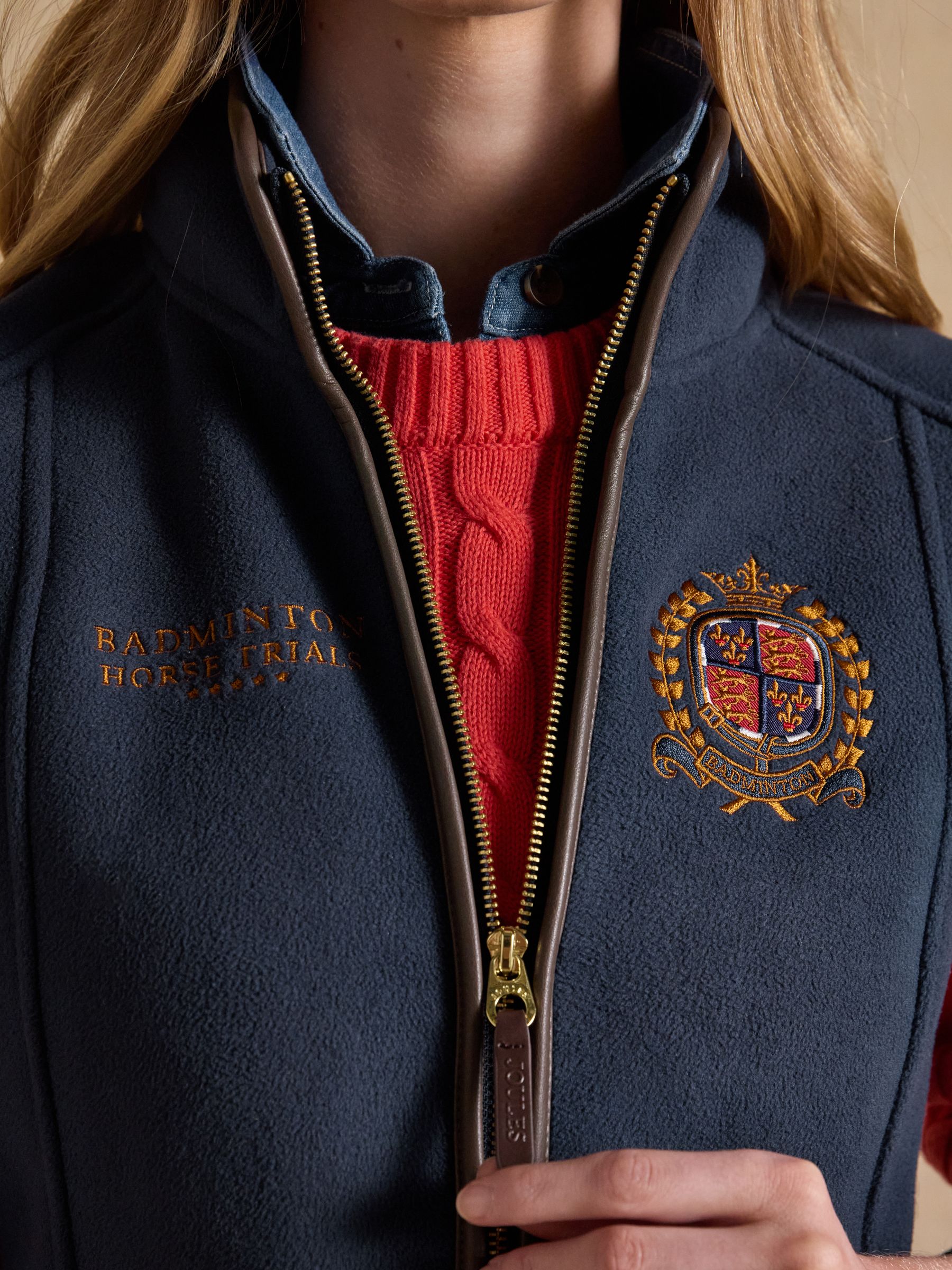 Official Badminton Navy Heritage Fleece Gilet - Image 8 of 12