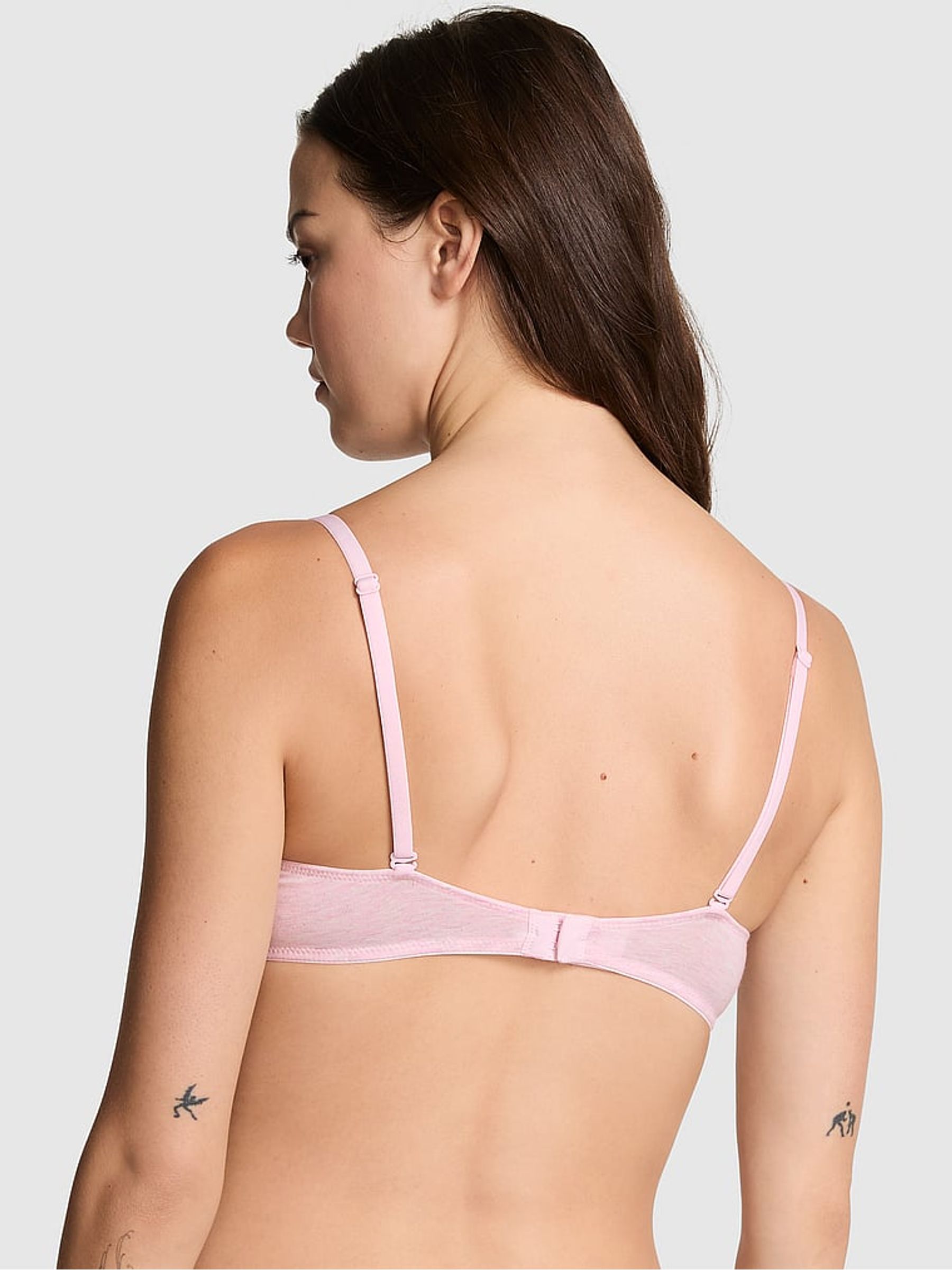 Petal Pink Super Push Up Cotton Heather Lace Trim Bra - Image 2 of 2