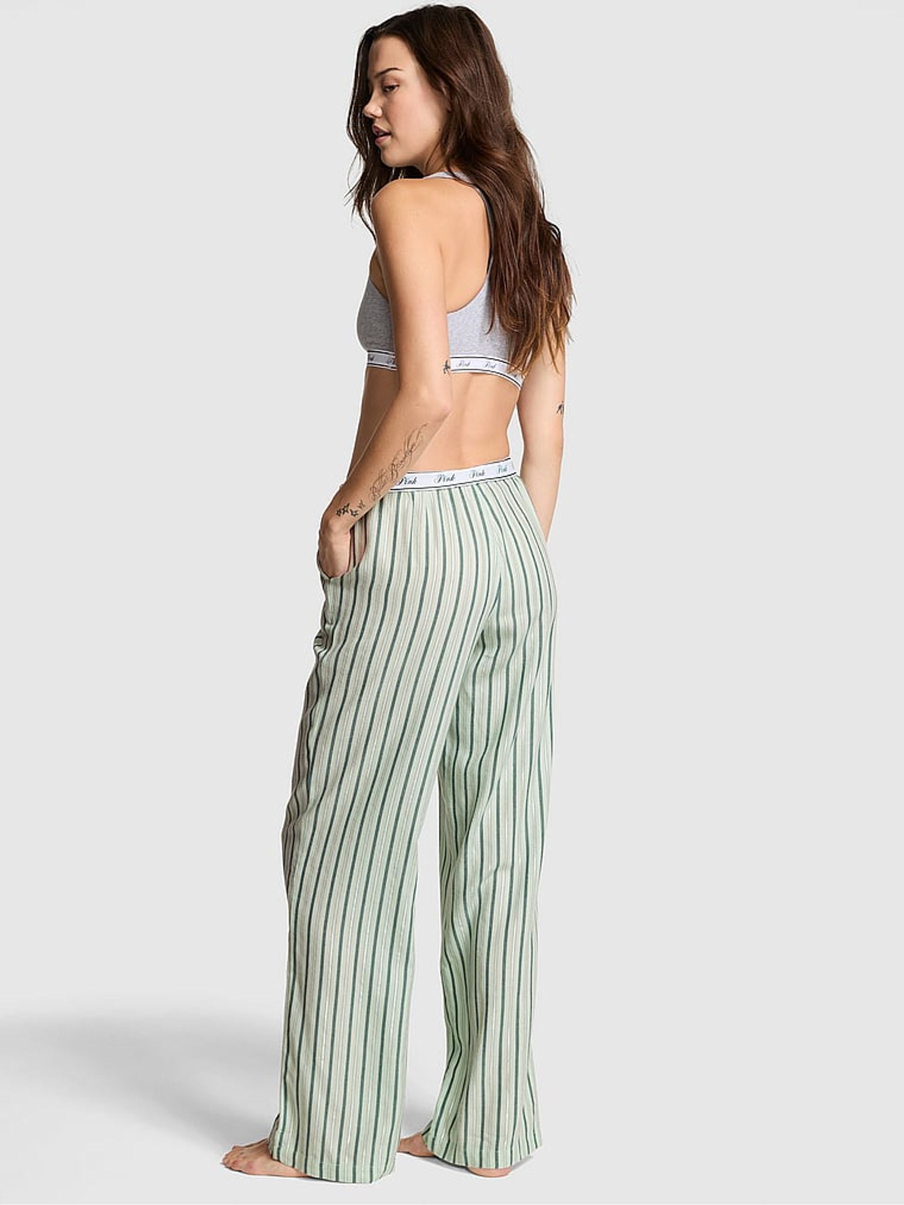 Deep Forest Green Stripe Logo Pyjama Bottoms - Image 2 of 2