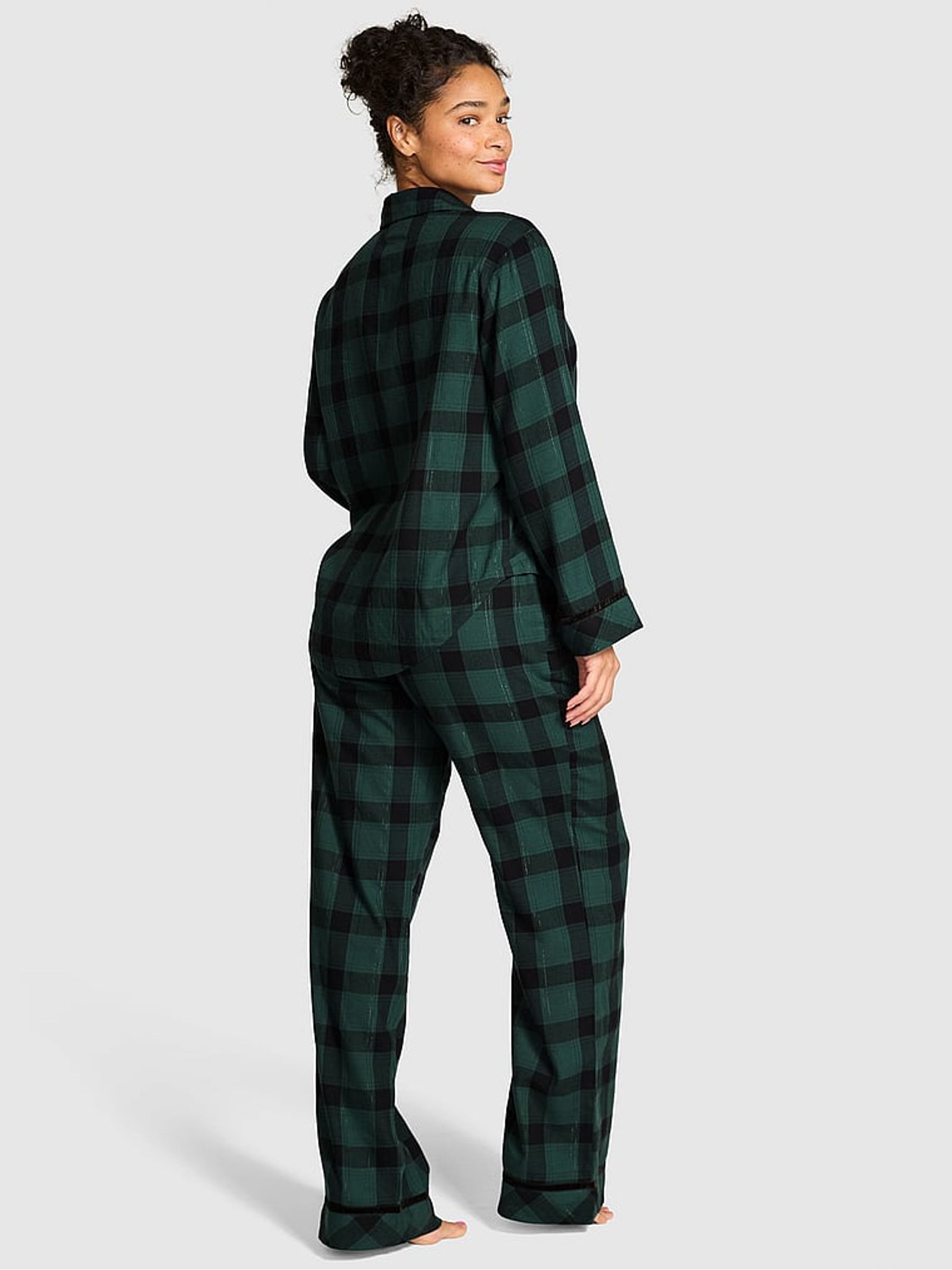 Deep Forest Green Tartan Flannel Pyjamas Set - Image 2 of 2 Deep Forest Green Tartan Flannel Pyjamas Set - Image 2 of 2