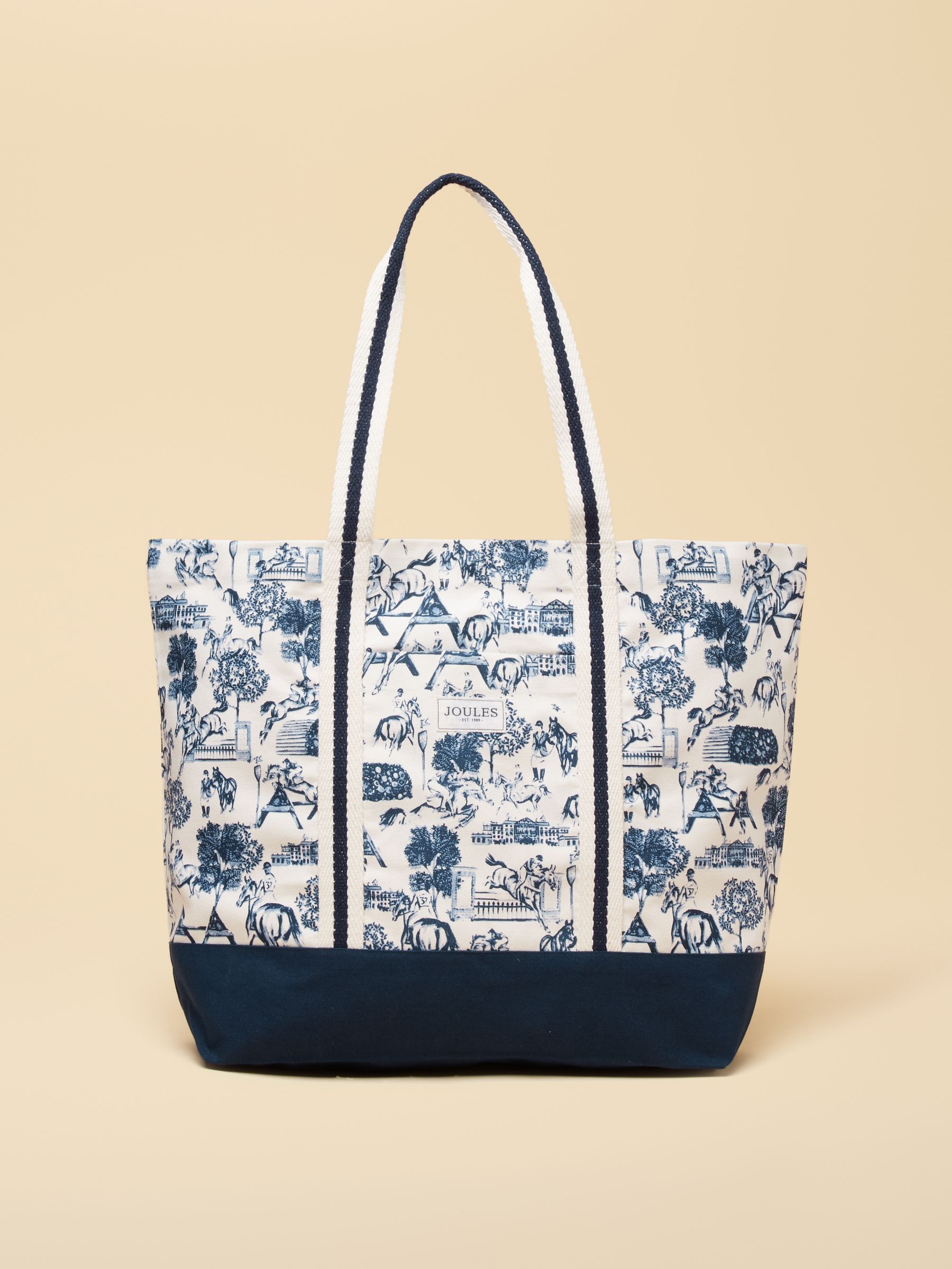 Official Badminton Blue & Cream Horse Print Canvas Tote Bag - Image 1 of 5