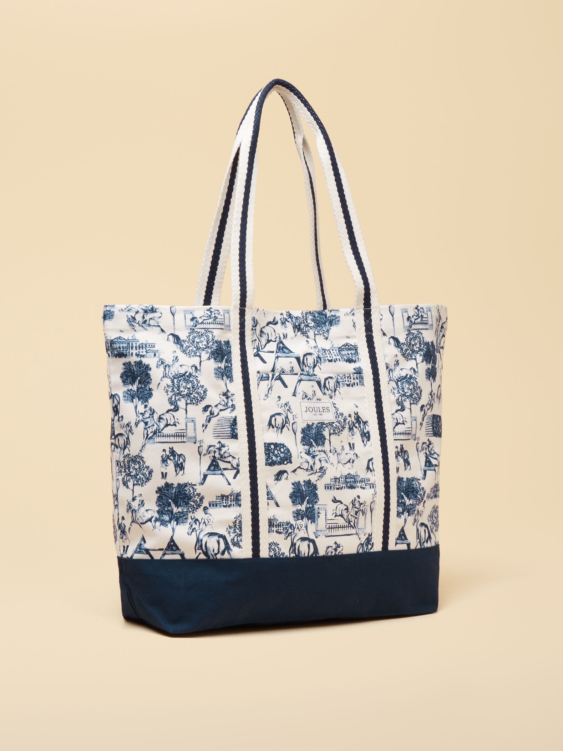 Official Badminton Blue & Cream Horse Print Canvas Tote Bag - Image 2 of 5