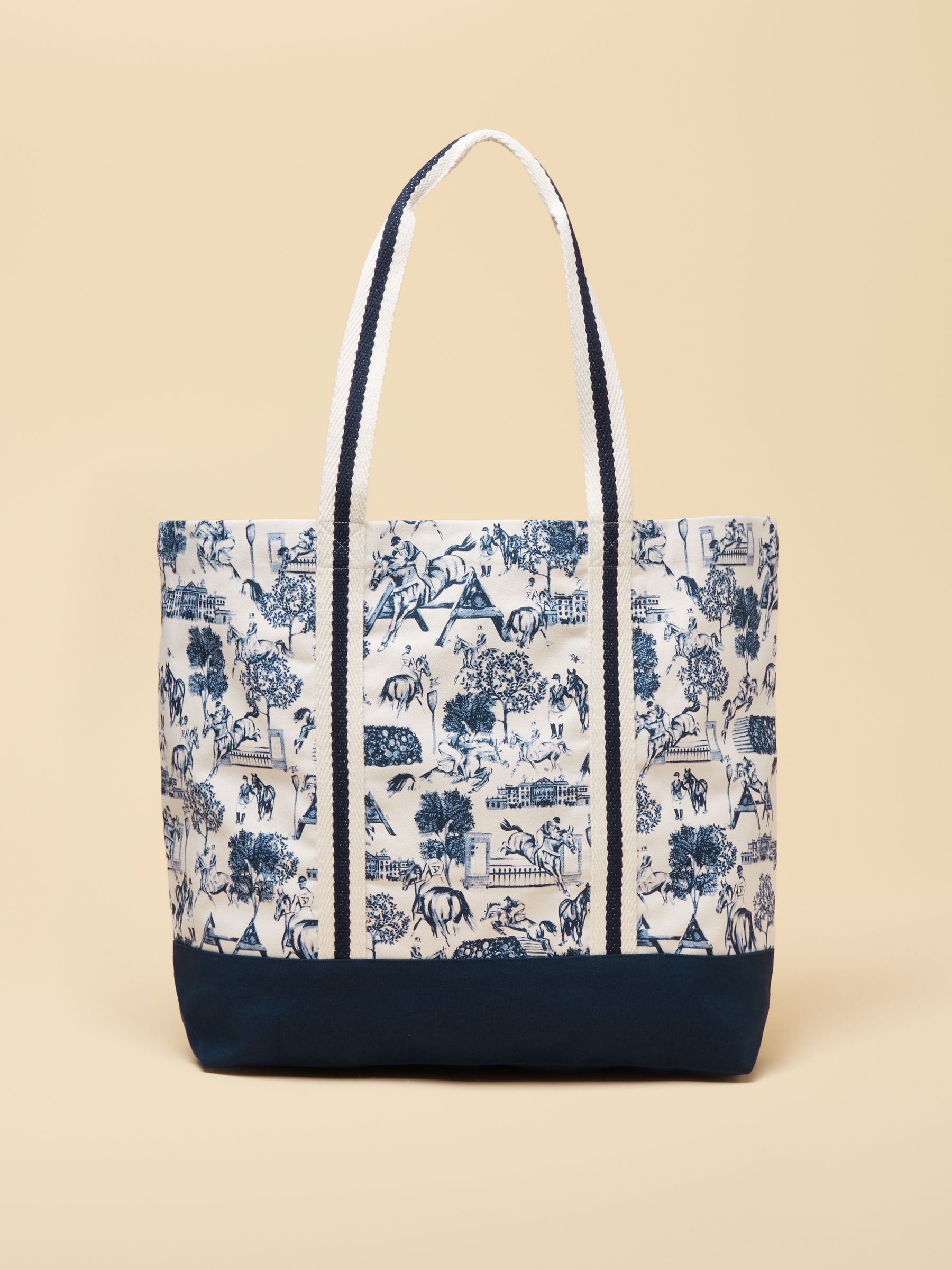 Official Badminton Blue & Cream Horse Print Canvas Tote Bag - Image 3 of 5