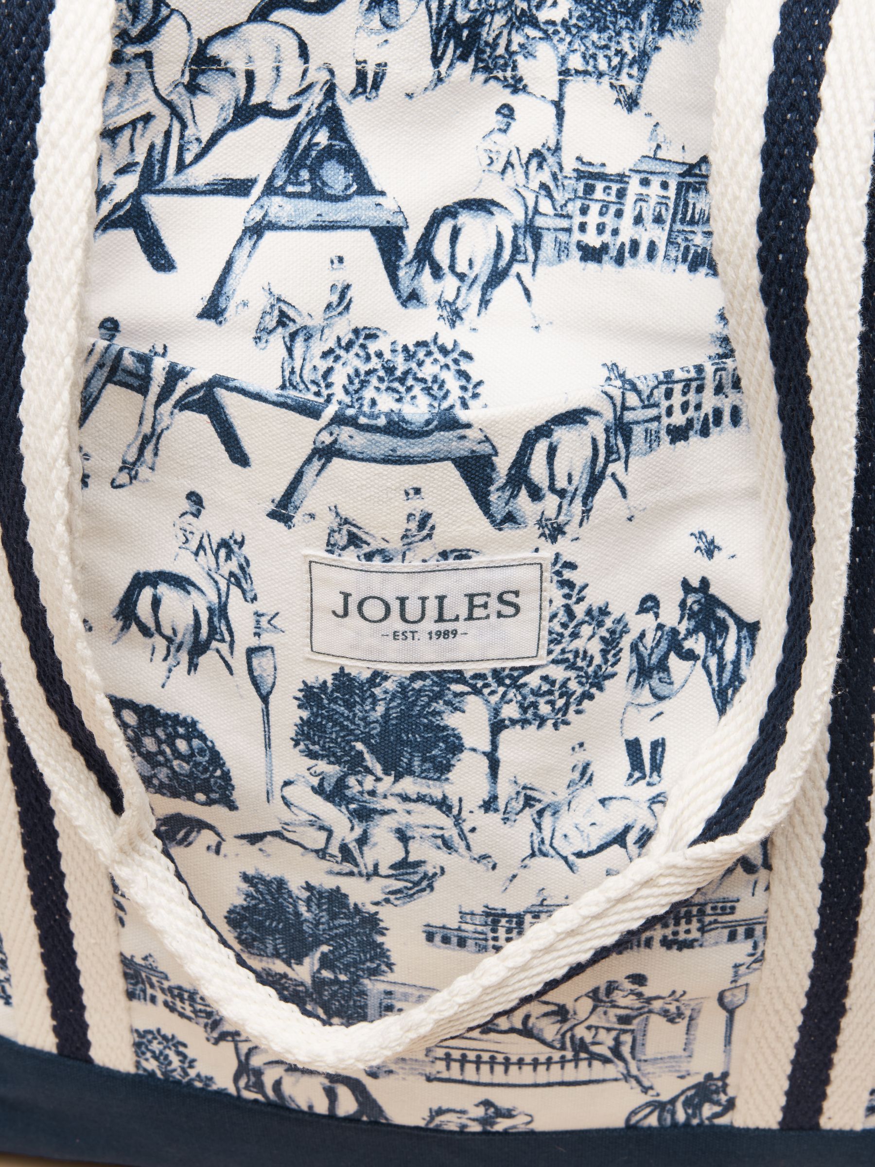 Official Badminton Blue & Cream Horse Print Canvas Tote Bag - Image 4 of 5
