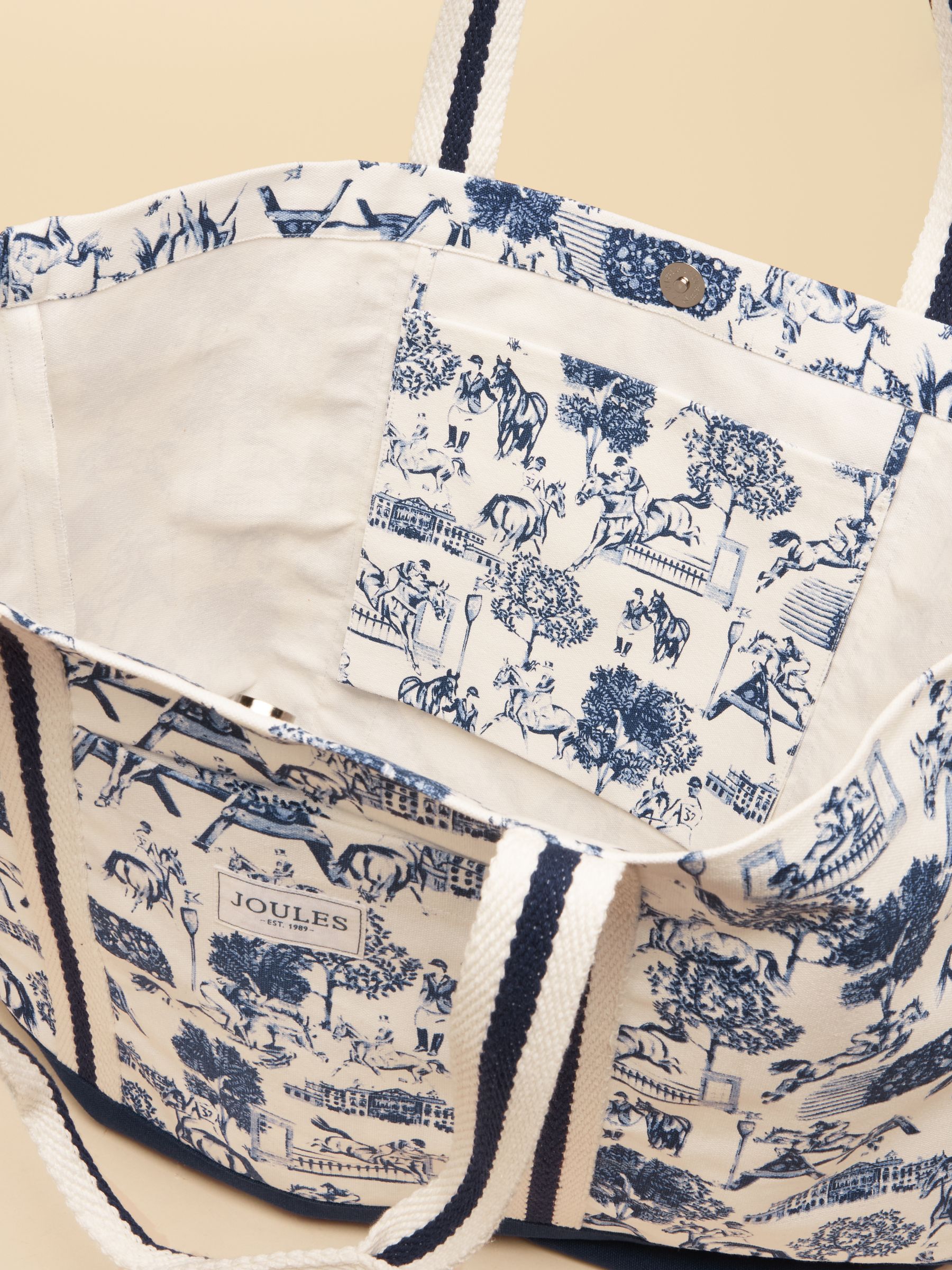 Official Badminton Blue & Cream Horse Print Canvas Tote Bag - Image 5 of 5
