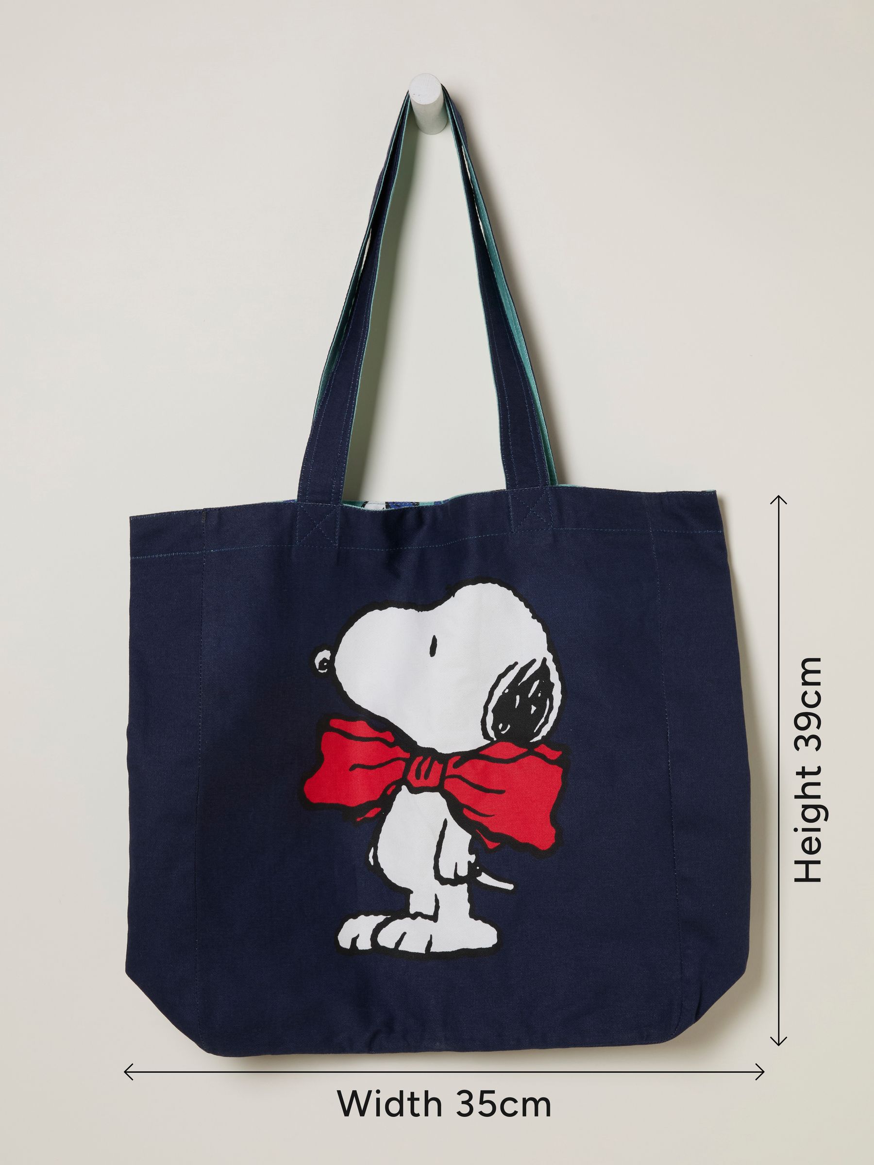 Navy Snoopy Bow Reversible Tote Bag - Image 3 of 3