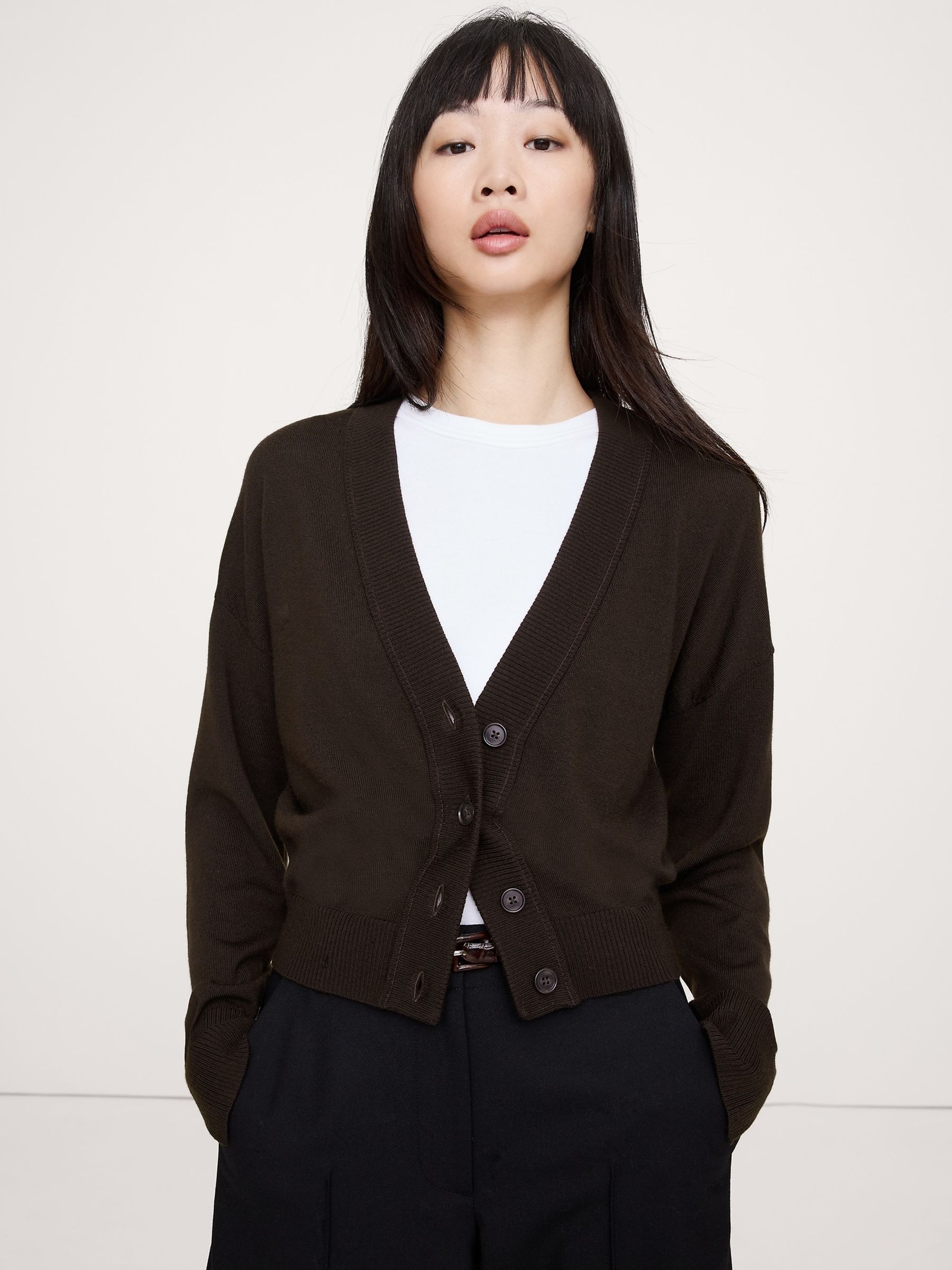 Banana Republic Brown Merino Cardigan - Image 1 of 4