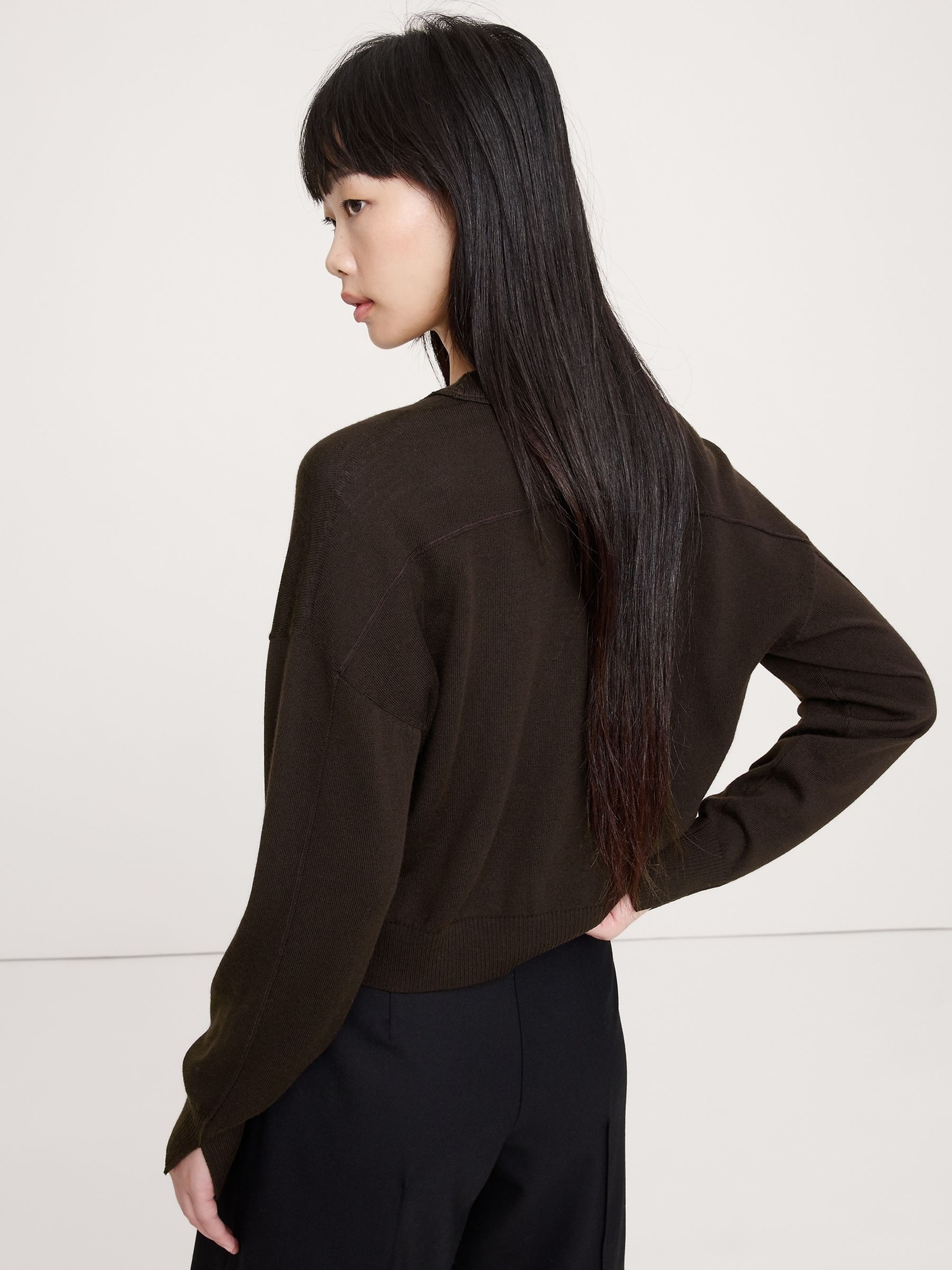 Banana Republic Brown Merino Cardigan - Image 2 of 4