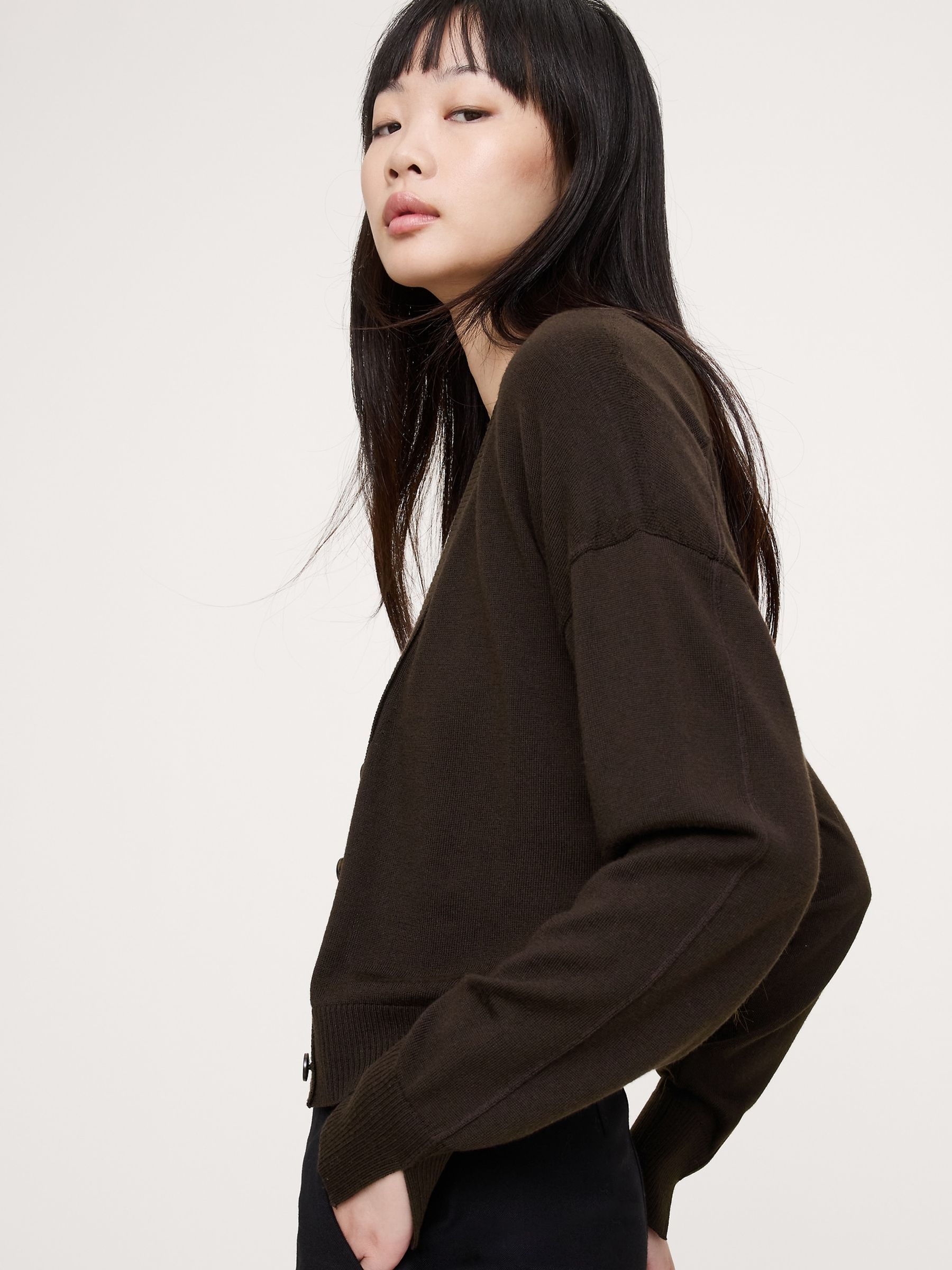 Banana Republic Brown Merino Cardigan - Image 3 of 4