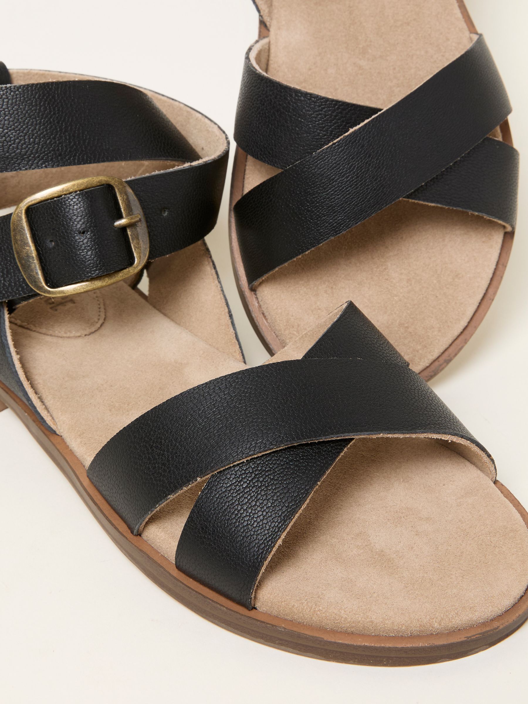 Black Crossover Leather Gladiator Sandal - Image 2 of 3