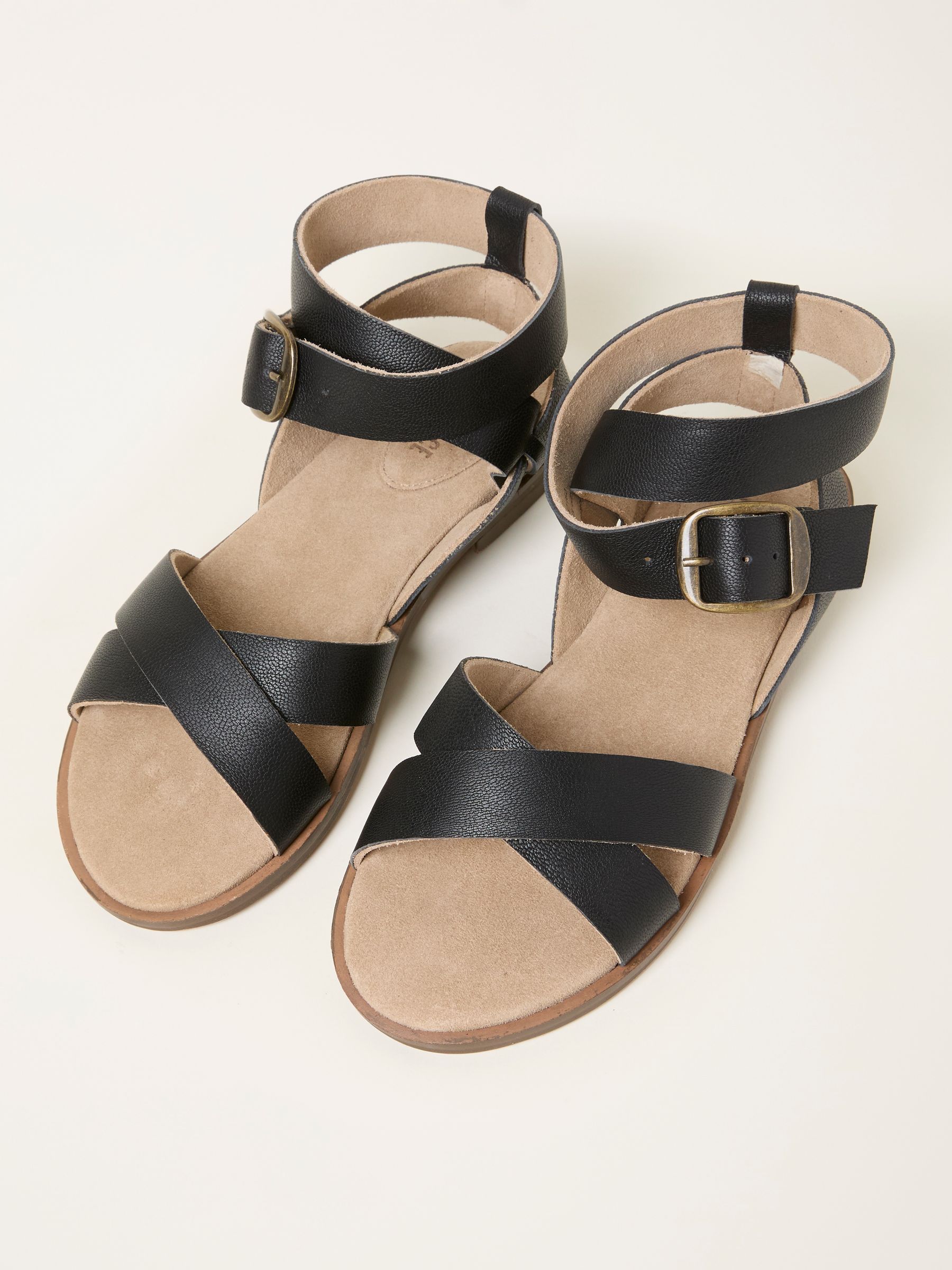 Black Crossover Leather Gladiator Sandal - Image 3 of 3